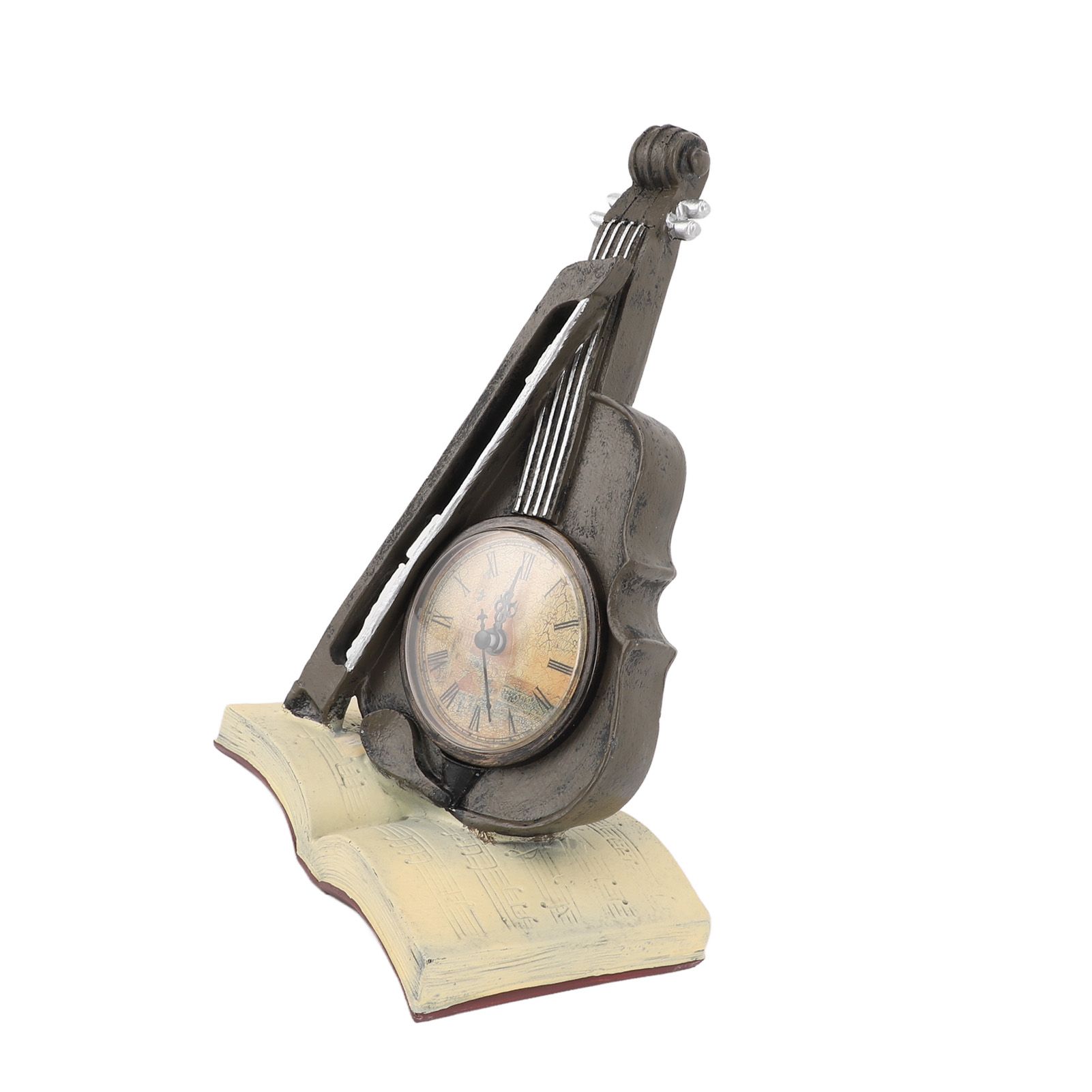 Vintage Design Violin Clock Rests On A Sheet Music Book Resin Violin Model view 9