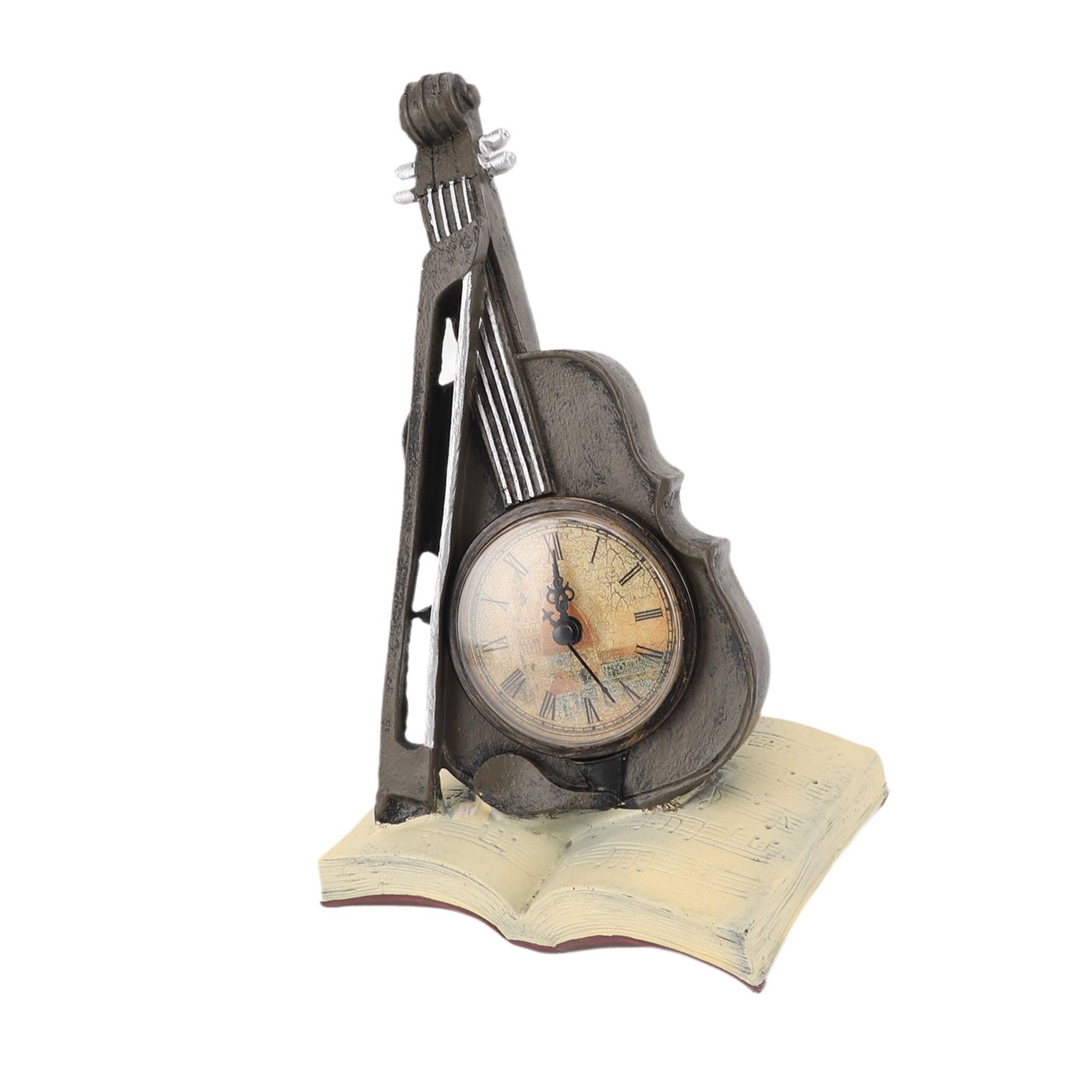 Vintage Design Violin Clock Rests On A Sheet Music Book Resin Violin Model view 10