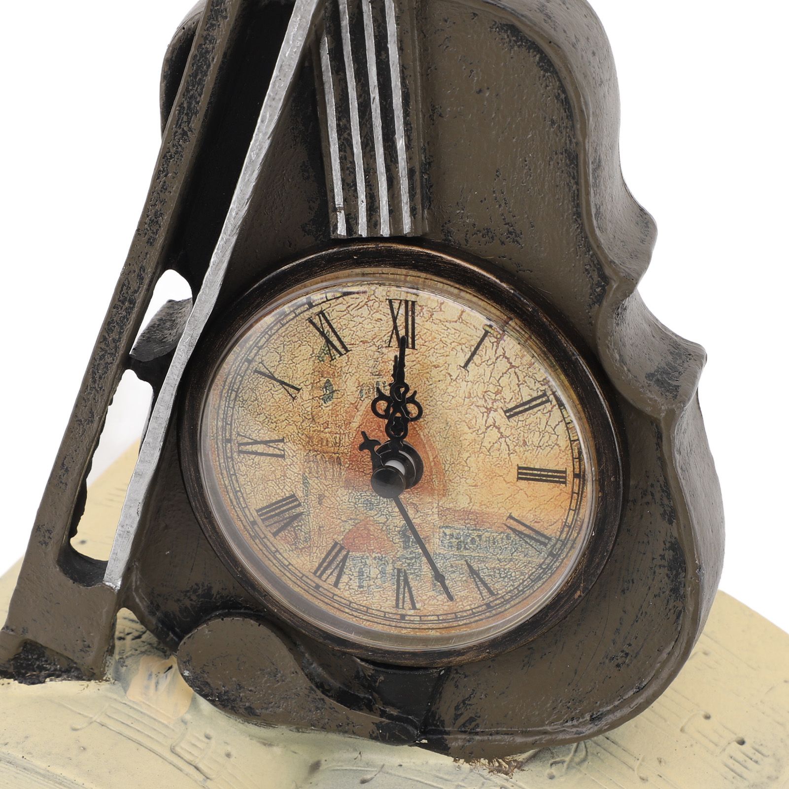 Vintage Design Violin Clock Rests On A Sheet Music Book Resin Violin Model view 13