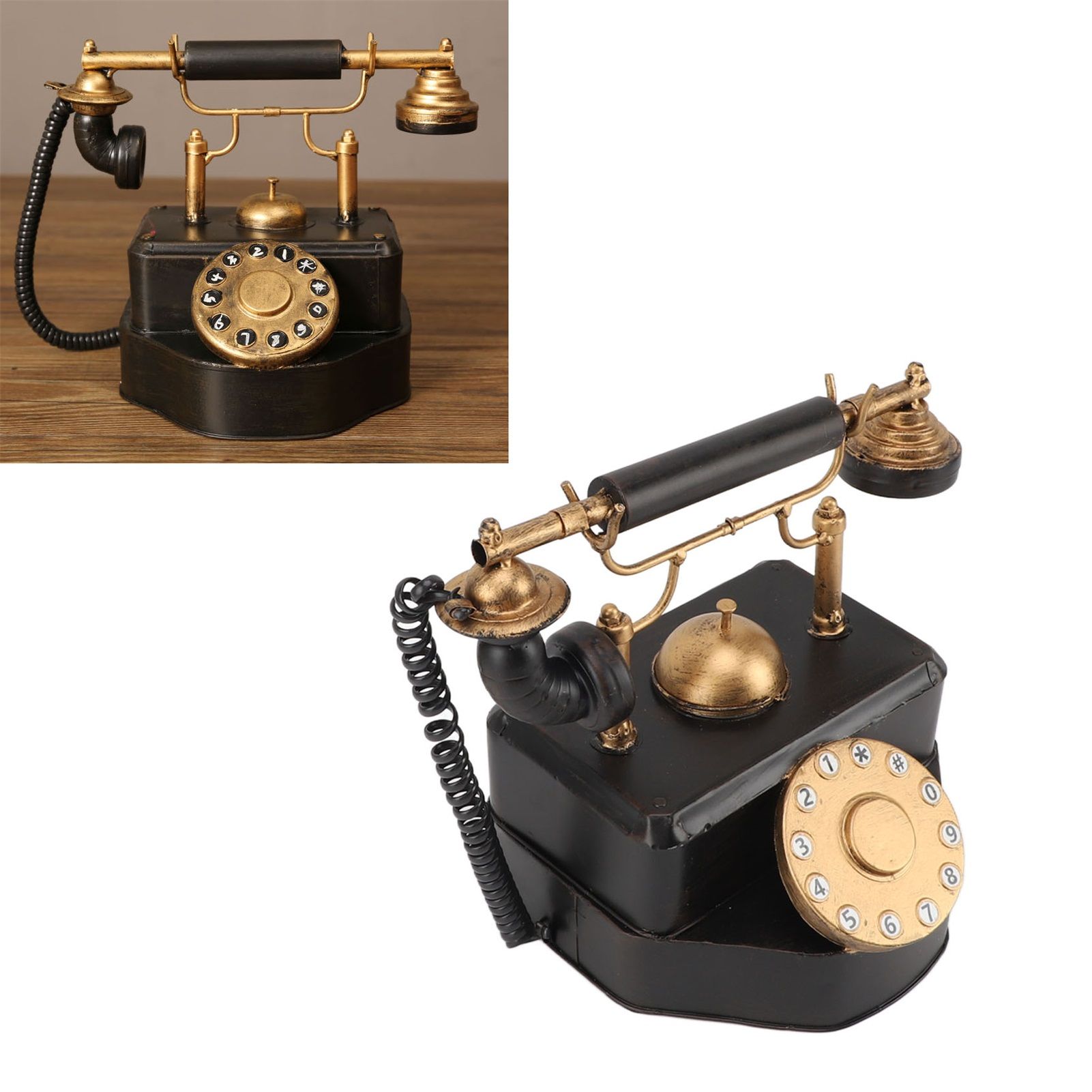 Retro Rotary Dial Phone Vintage Rotary Telephone Decor Statue Artist Figurine view 11