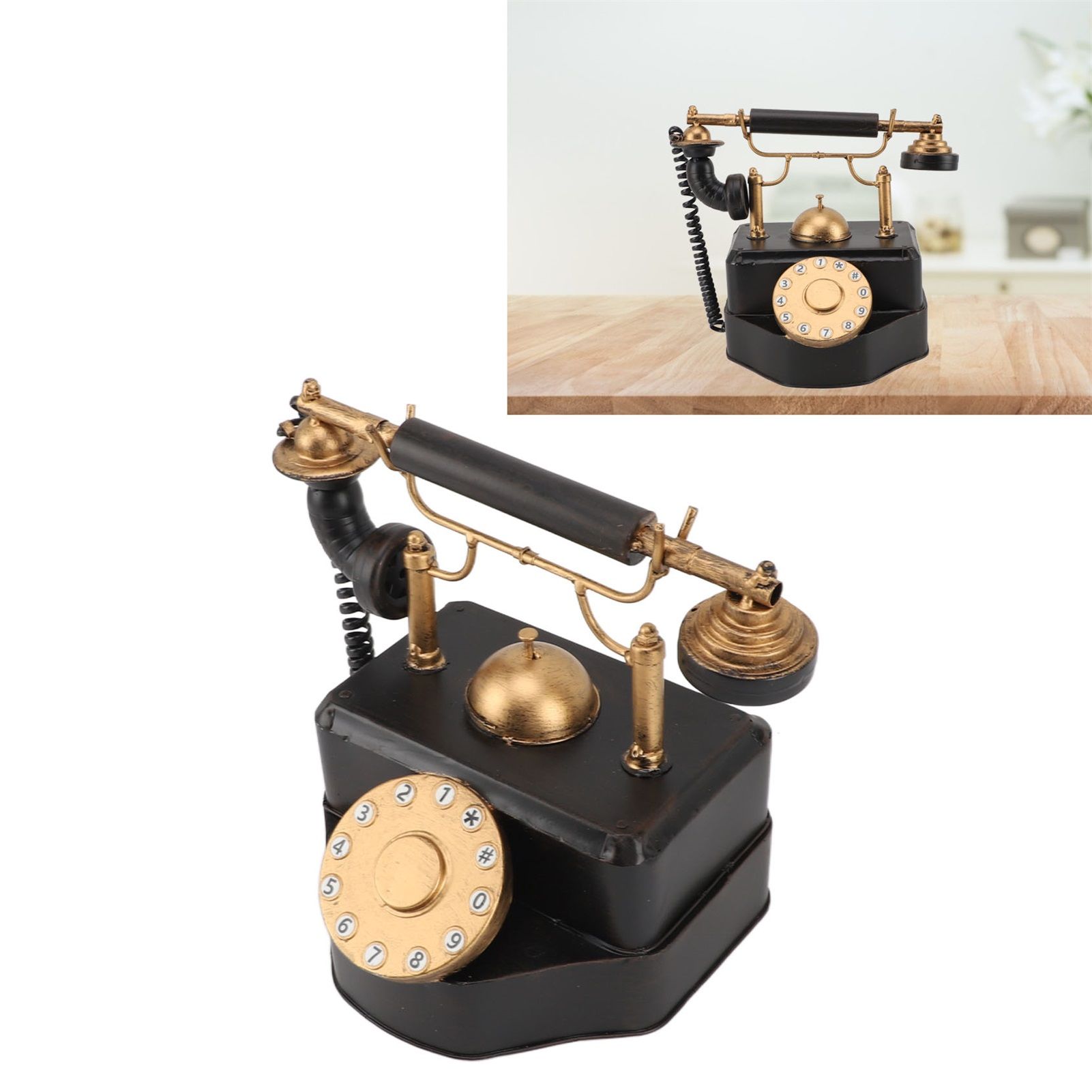 Retro Rotary Dial Phone Vintage Rotary Telephone Decor Statue Artist Figurine view 12