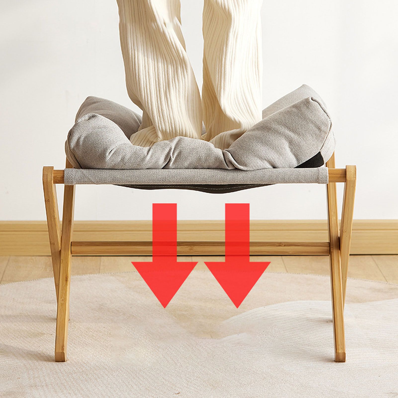 Foot Stool Foldable X Leg Modern Multifunctional Foot Rest with Soft Cushion view 11