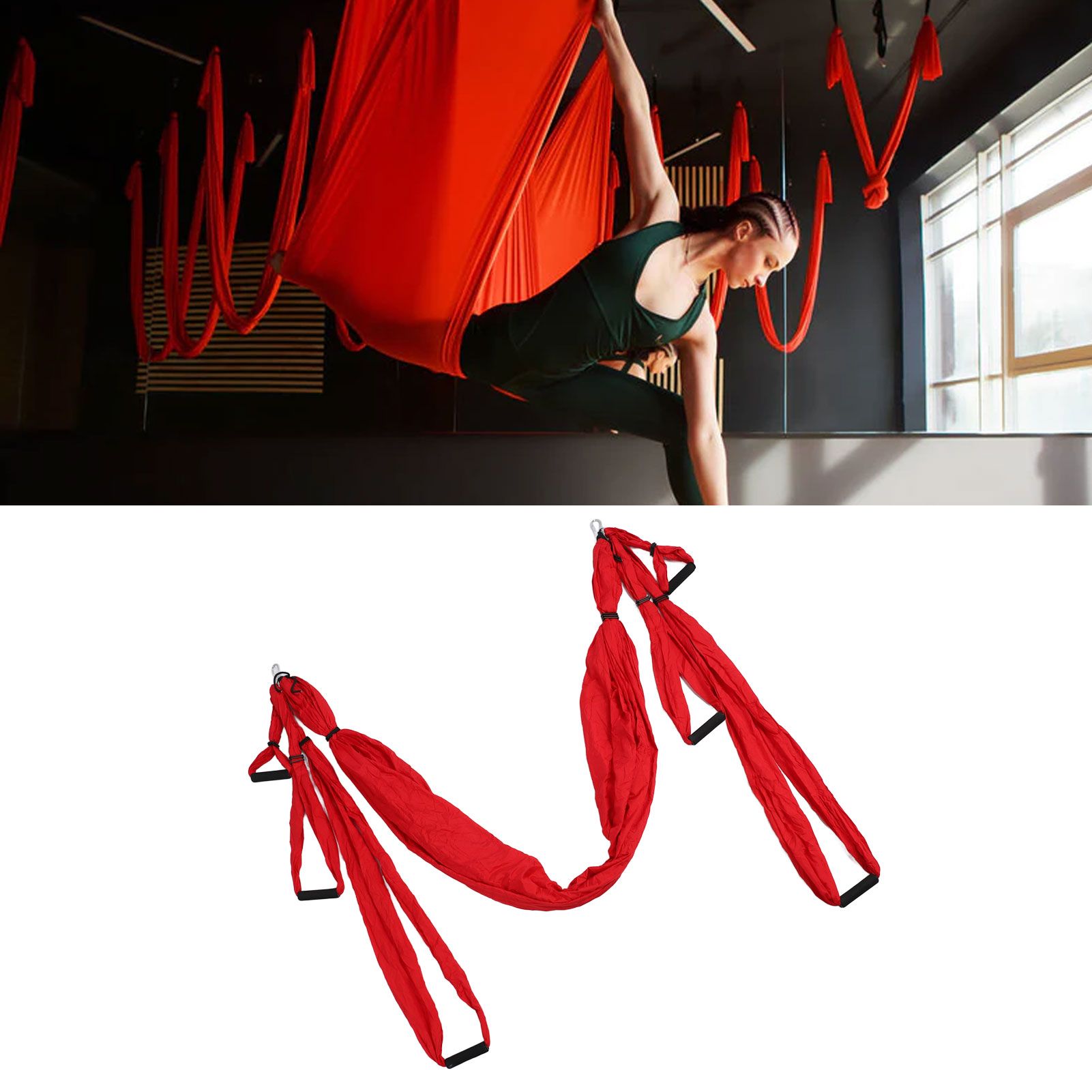 Aerial Yoga Swing Set Polyester Cotton Adjustable Improve Flexibility Yoga view 12