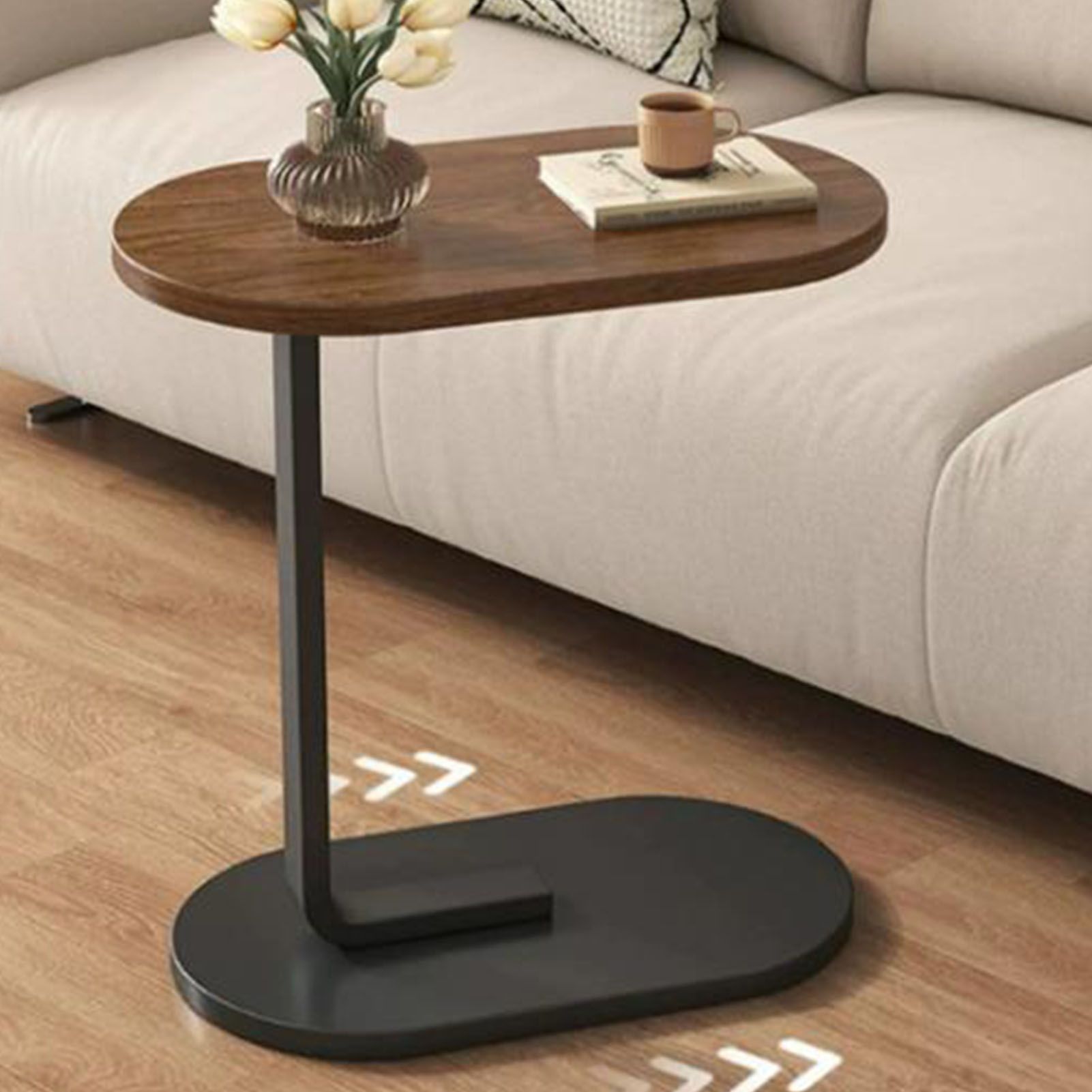 Sofa Side Table Modern Simple Portable for Living Room Bedroom Walnut Color view 5