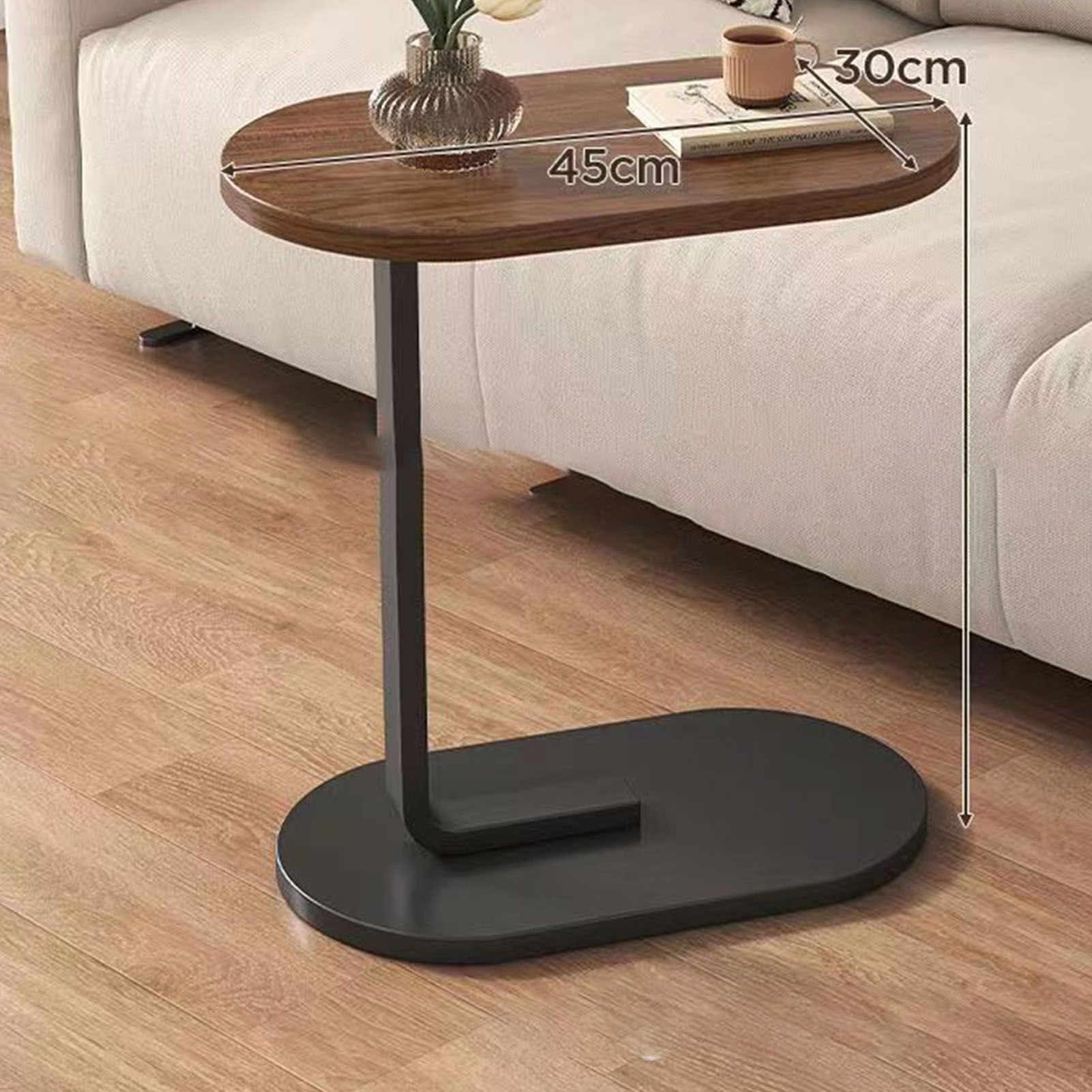 Sofa Side Table Modern Simple Portable for Living Room Bedroom Walnut Color view 9