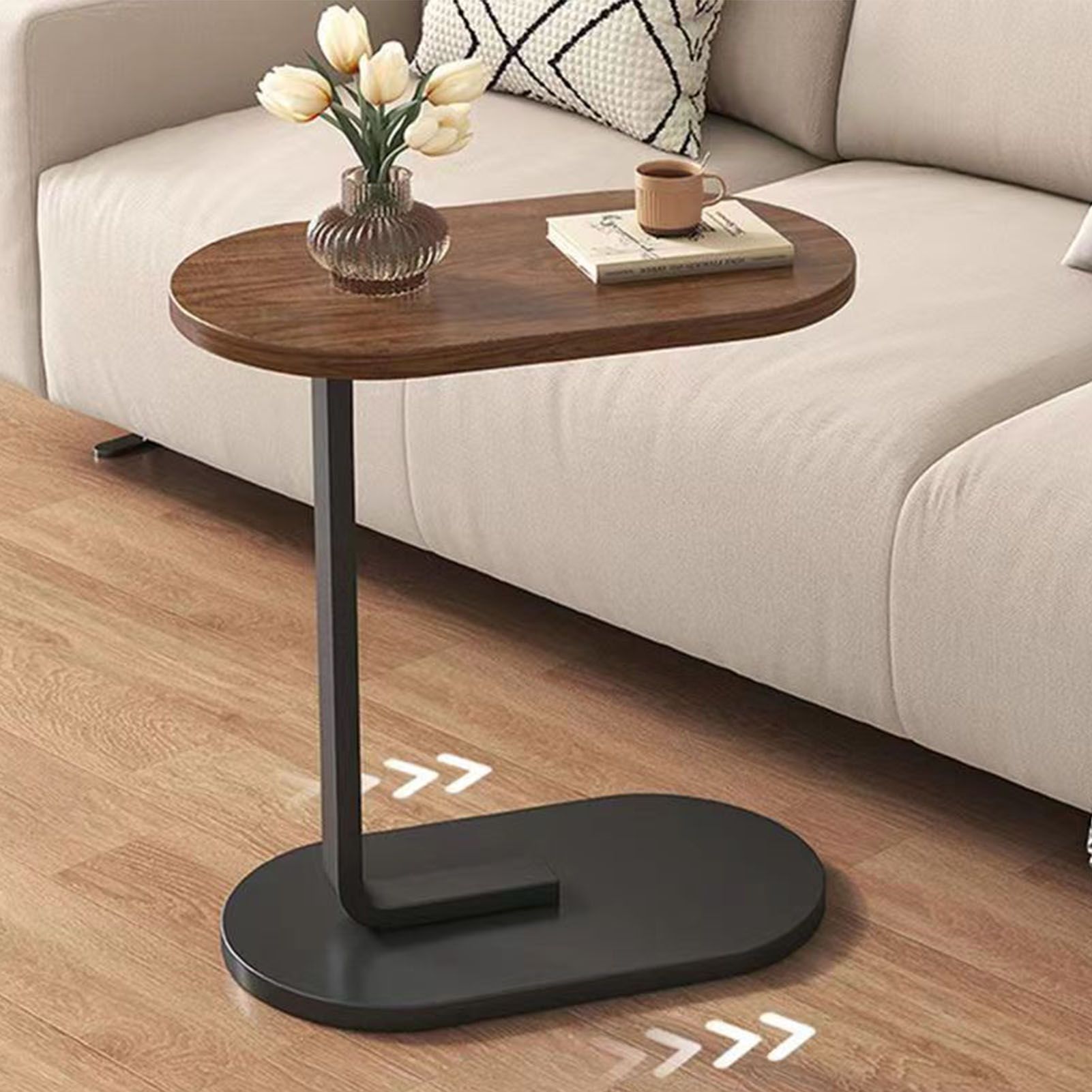 Sofa Side Table Modern Simple Portable for Living Room Bedroom Walnut Color view 10