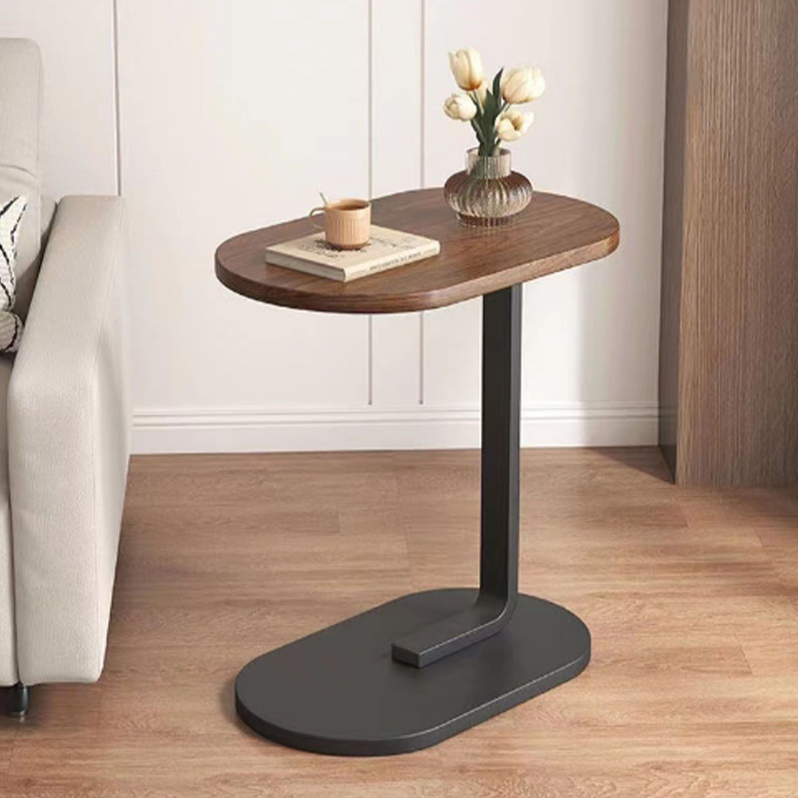 Sofa Side Table Modern Simple Portable for Living Room Bedroom Walnut Color view 11