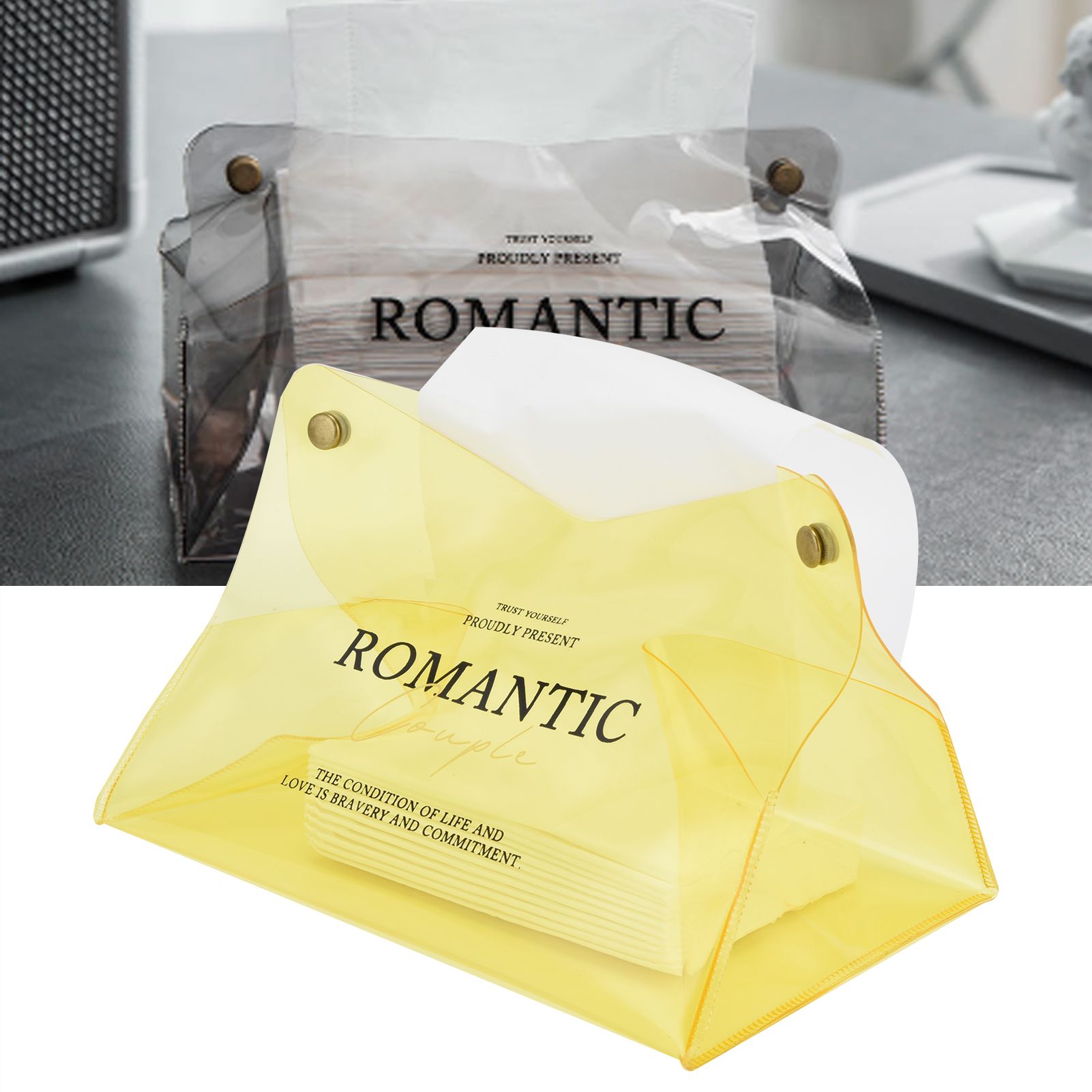 Tissue Container PVC Fashion Desktop Napkin Storage Case Box for Car Home view 12