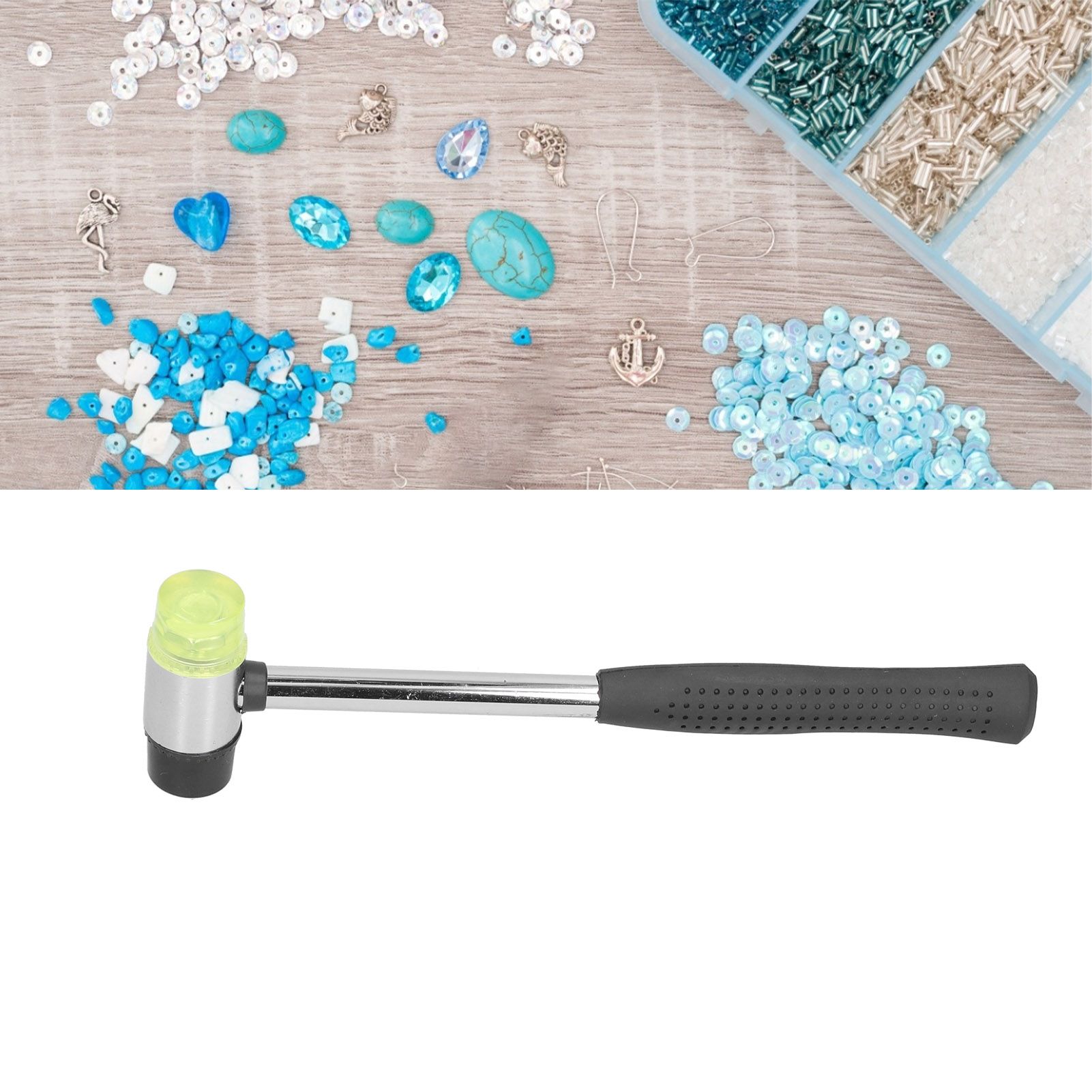 Mini Hamme Double Sided Rubber Nylon Hammer Hand Tool with Non Slip Handle for view 11
