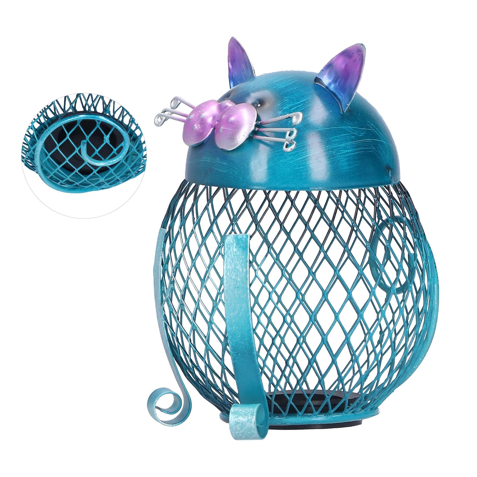 Coin Box Cat Animal Decoration Wrought Iron Handmade Money Saving Box Birthday view 9