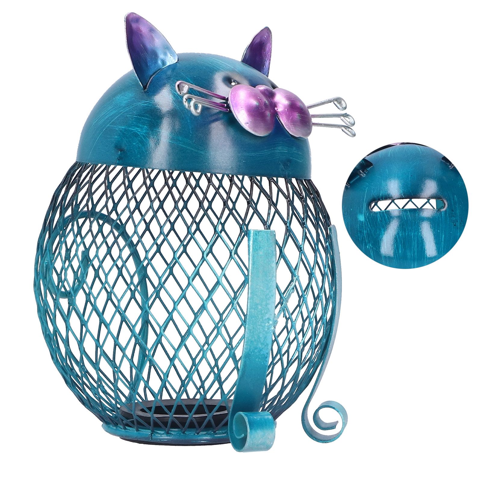 Coin Box Cat Animal Decoration Wrought Iron Handmade Money Saving Box Birthday view 10