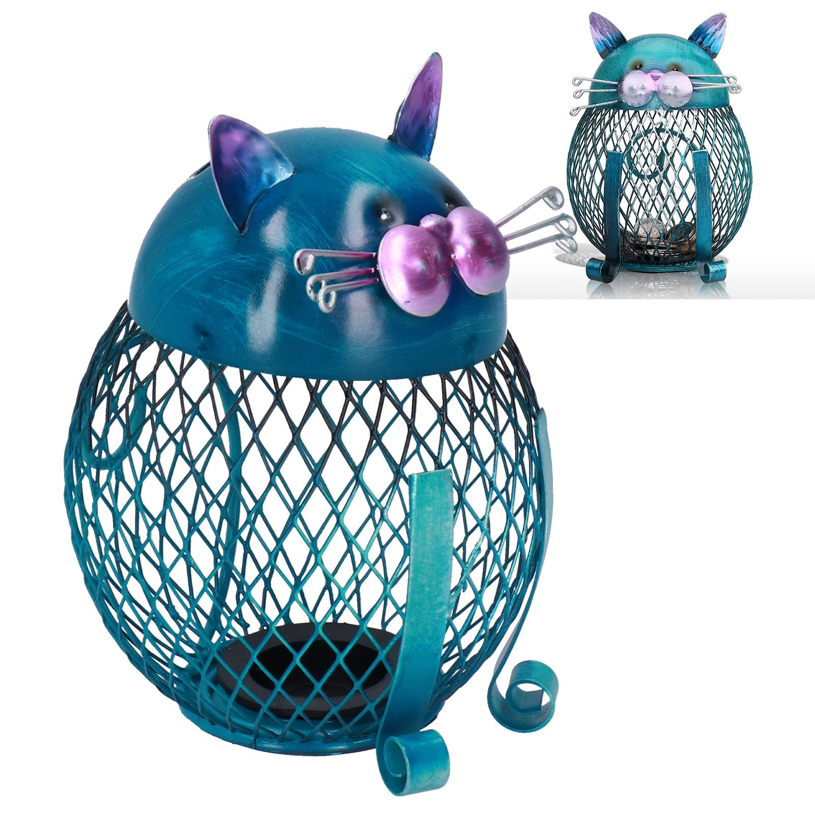 Coin Box Cat Animal Decoration Wrought Iron Handmade Money Saving Box Birthday view 11