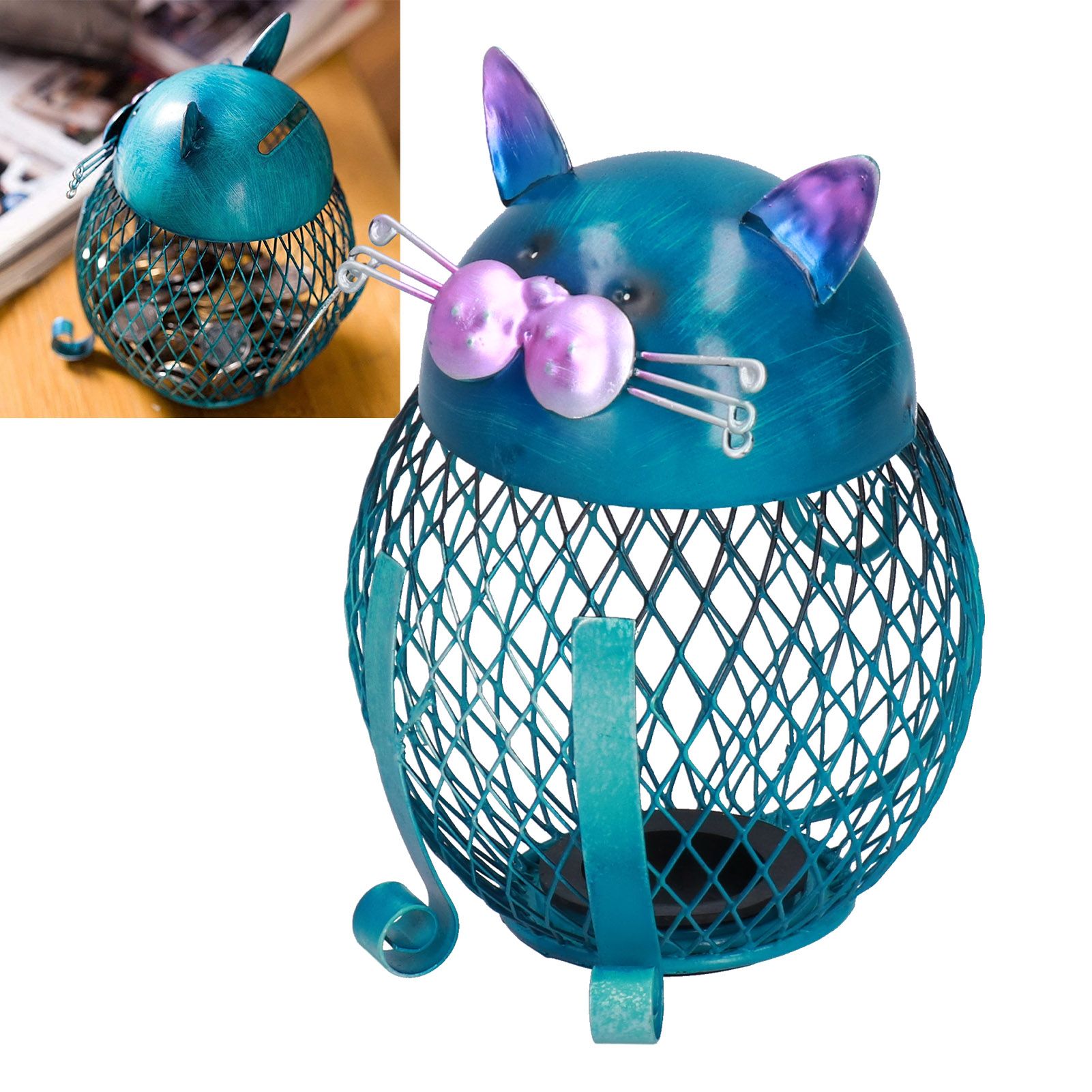 Coin Box Cat Animal Decoration Wrought Iron Handmade Money Saving Box Birthday view 12