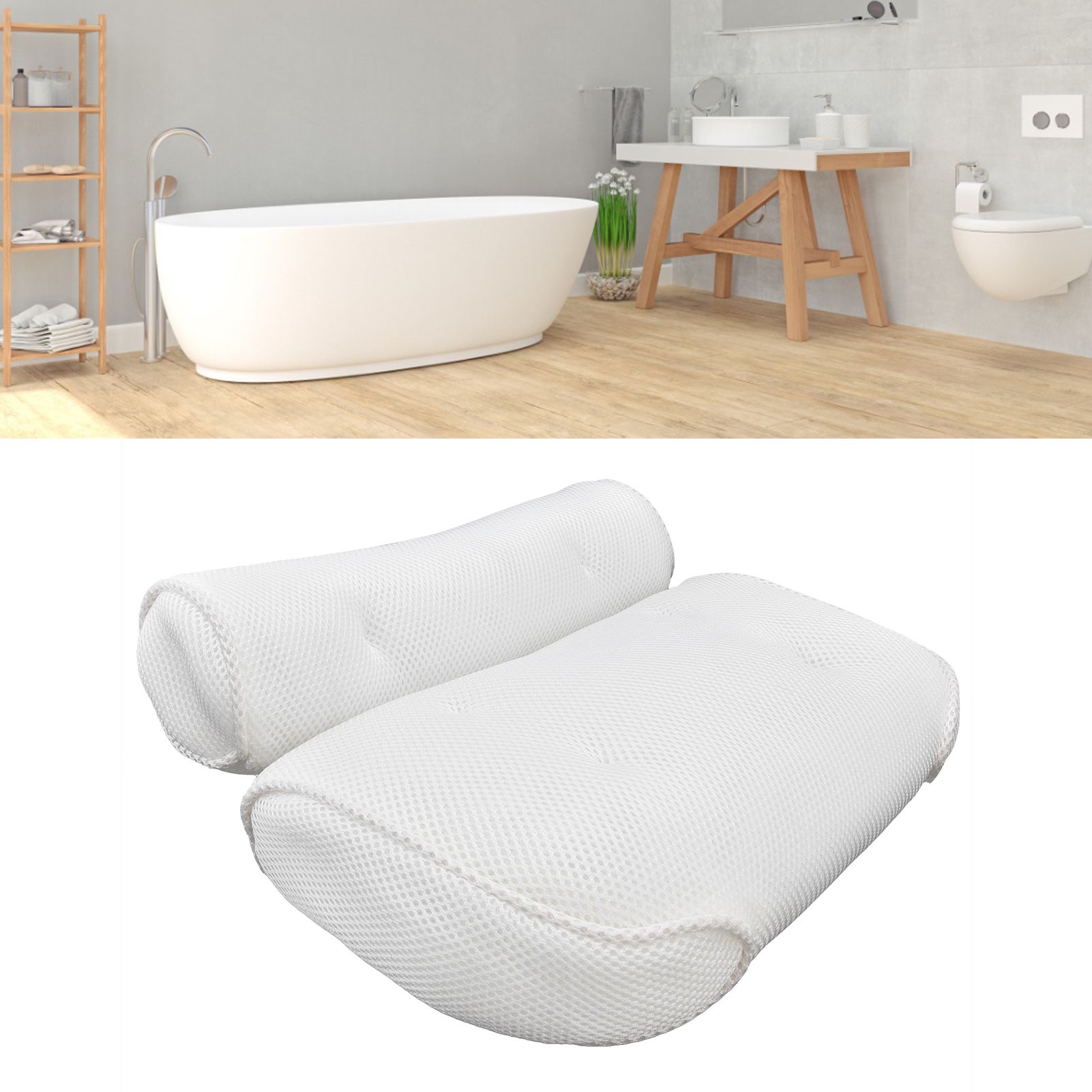 Mesh Bathroom Pillow Soft Comfortable Suction Cup Pillow Bath Tub Pillow for view 11