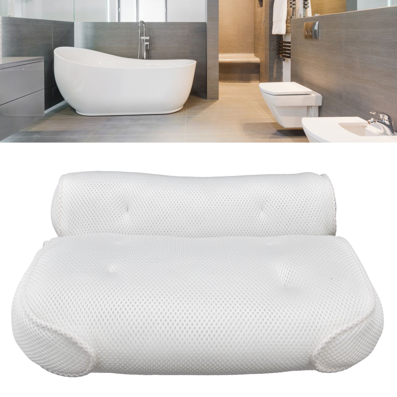 Mesh Bathroom Pillow Soft Comfortable Suction Cup Pillow Bath Tub Pillow for view 12
