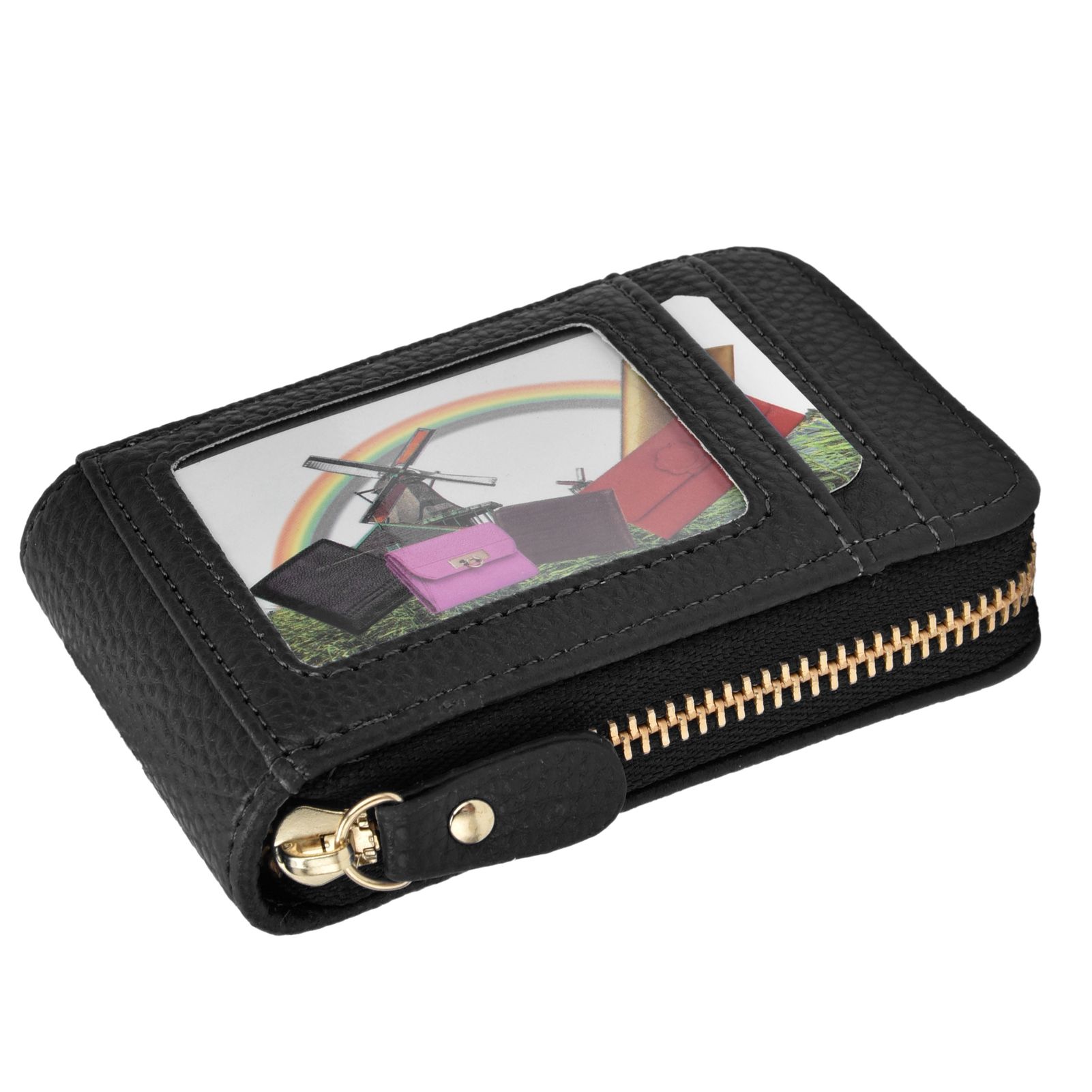 Credit Card Bag with Zipper Fashionable Mini Portable Antimagnetic ID Cards view 2