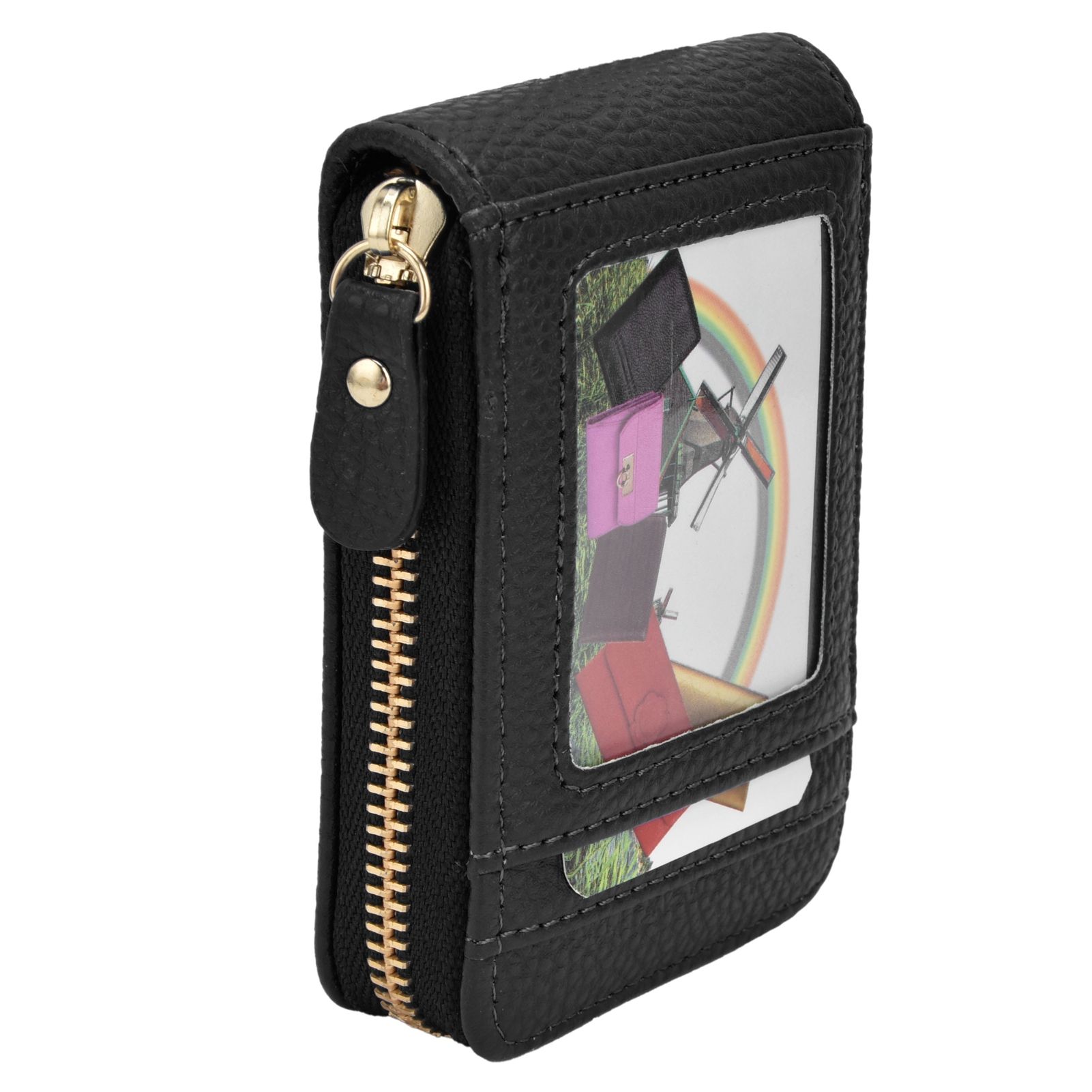 Credit Card Bag with Zipper Fashionable Mini Portable Antimagnetic ID Cards view 3