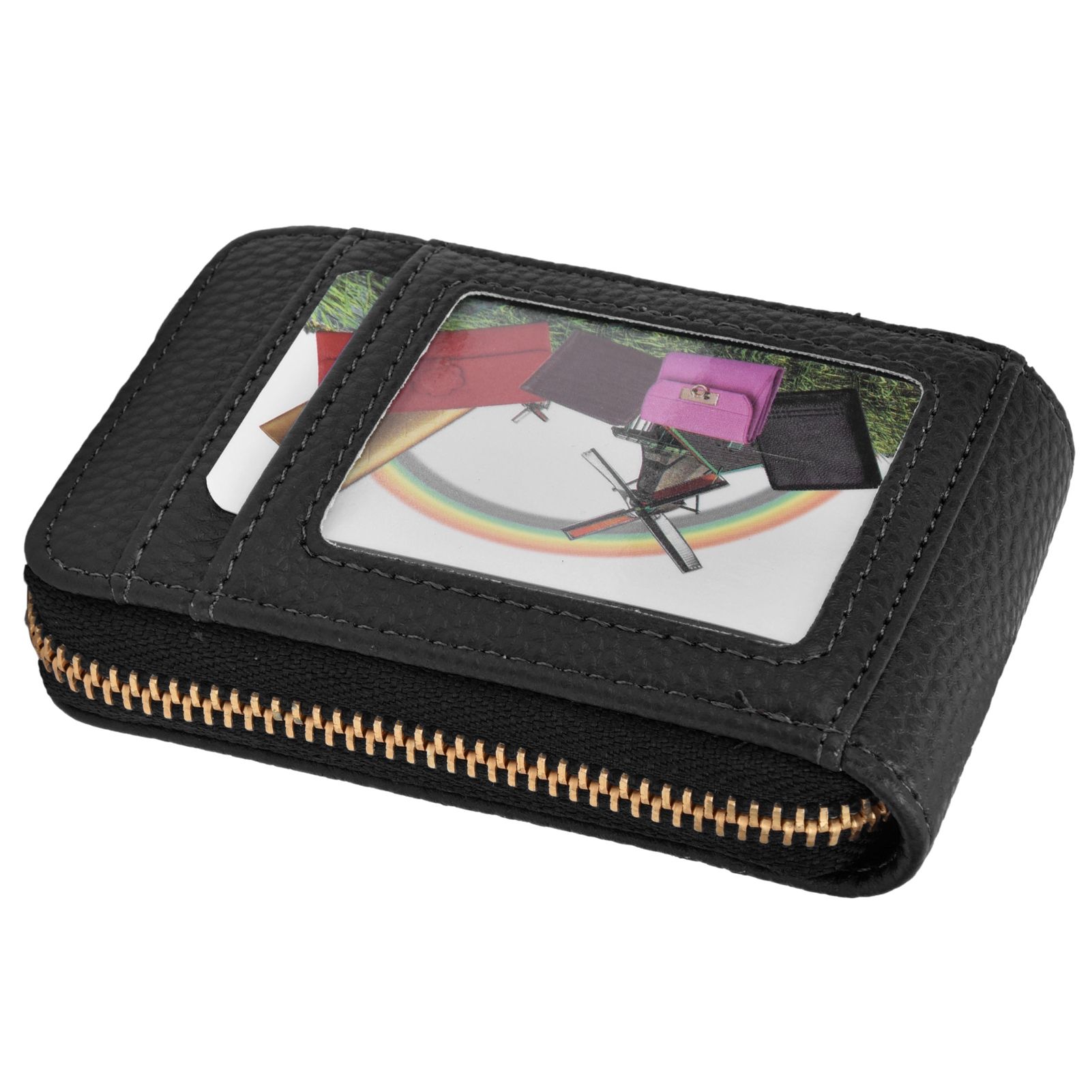 Credit Card Bag with Zipper Fashionable Mini Portable Antimagnetic ID Cards view 4