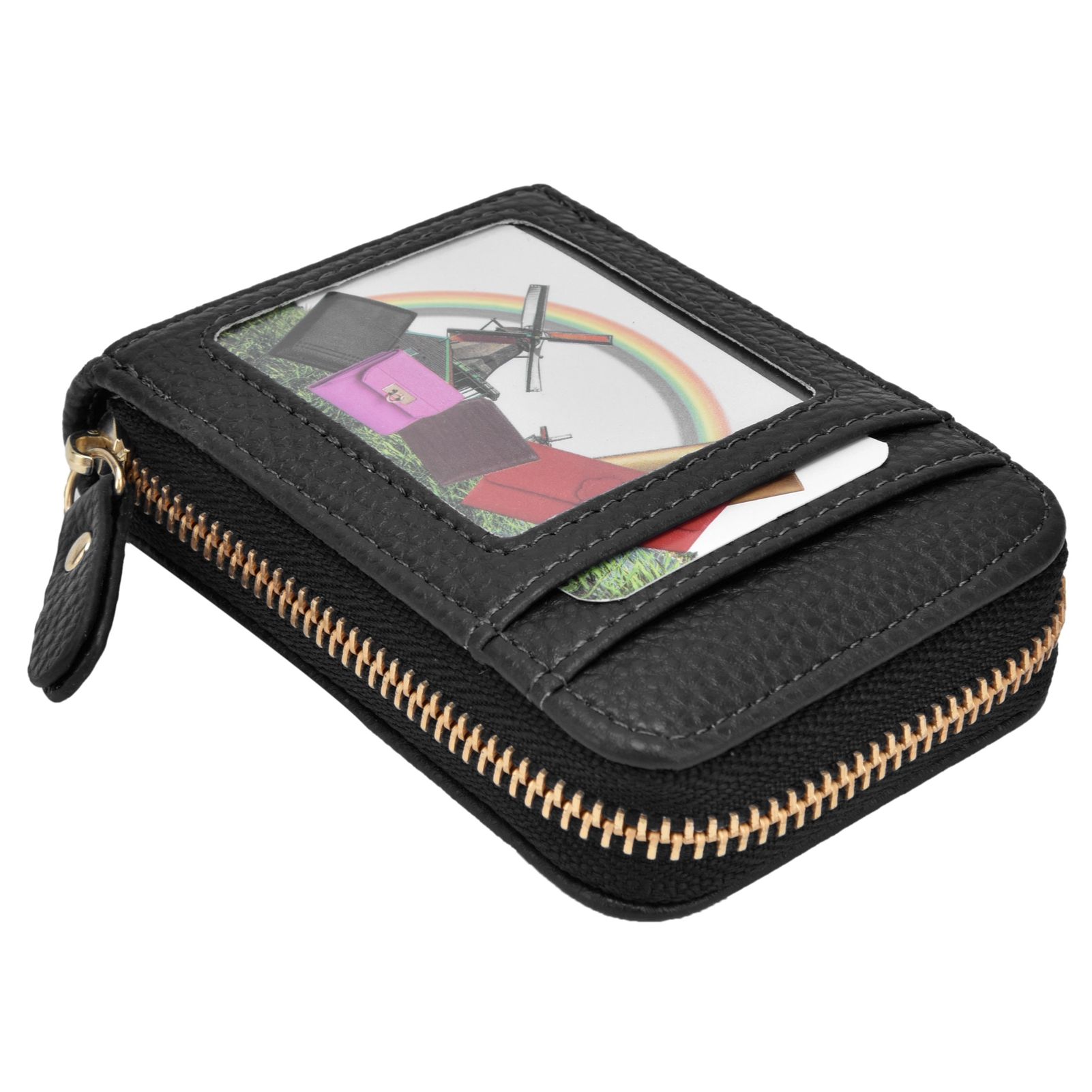 Credit Card Bag with Zipper Fashionable Mini Portable Antimagnetic ID Cards view 10