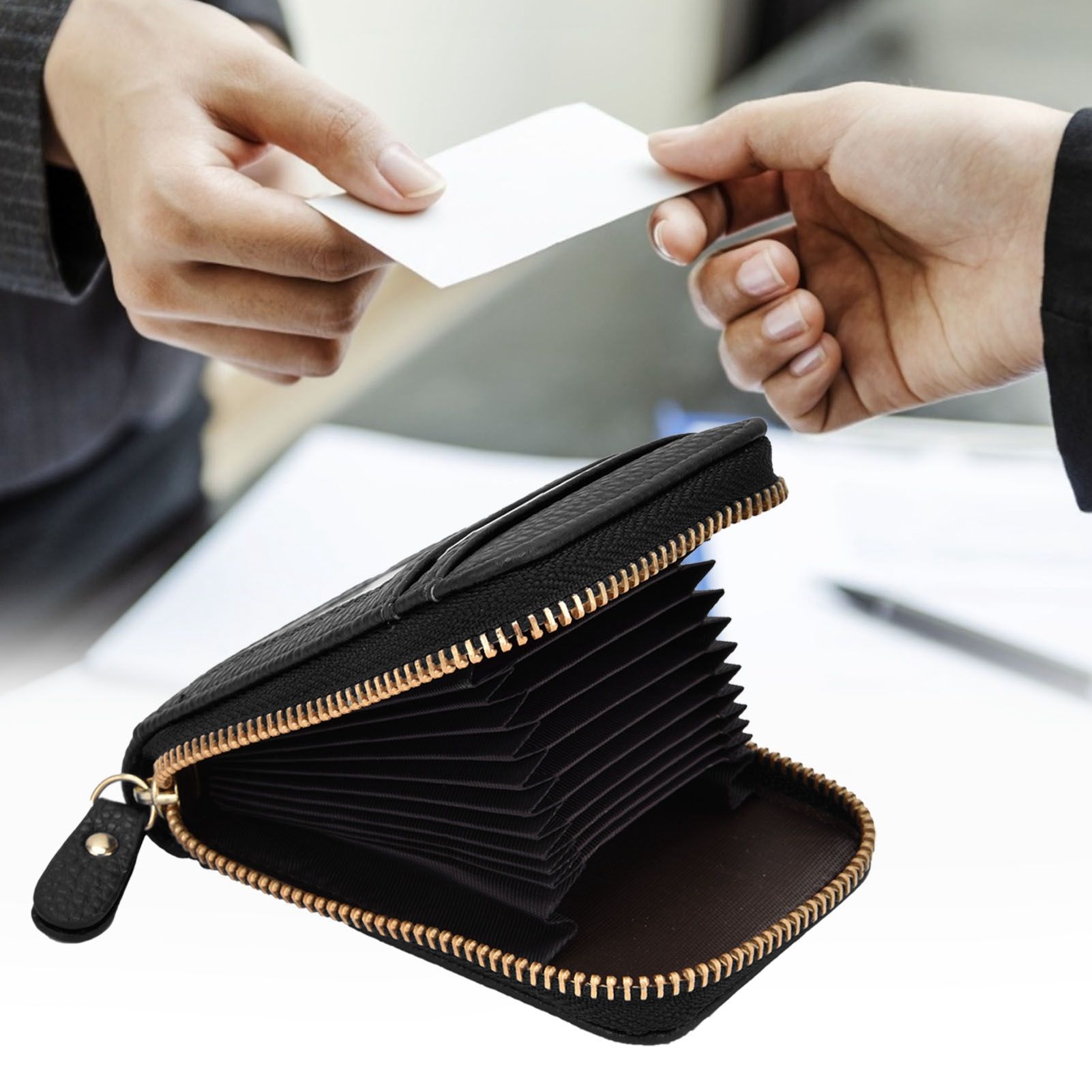 Credit Card Bag with Zipper Fashionable Mini Portable Antimagnetic ID Cards view 11