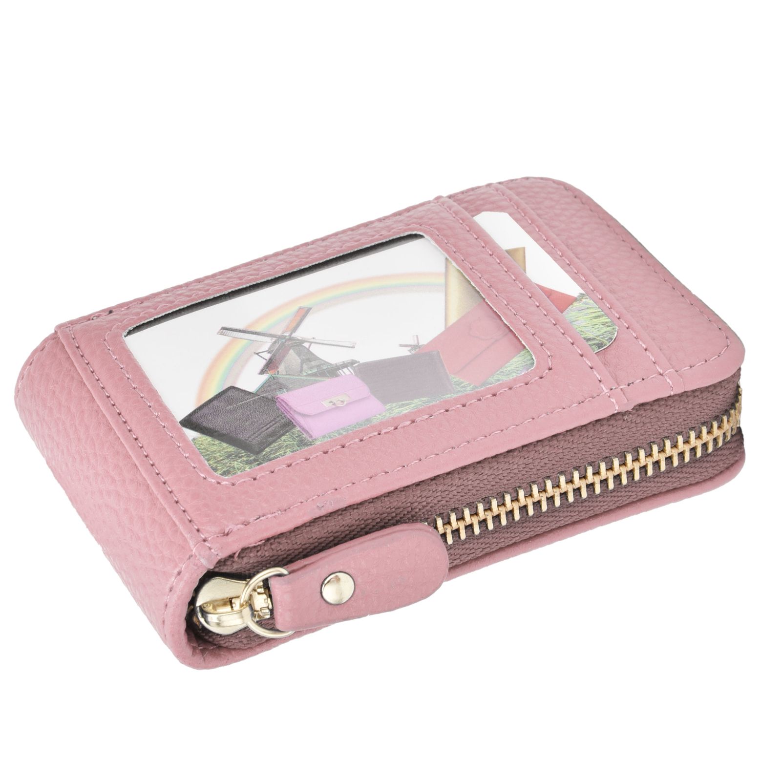 Credit Card Bag with Zipper Fashionable Mini Portable Antimagnetic ID Cards