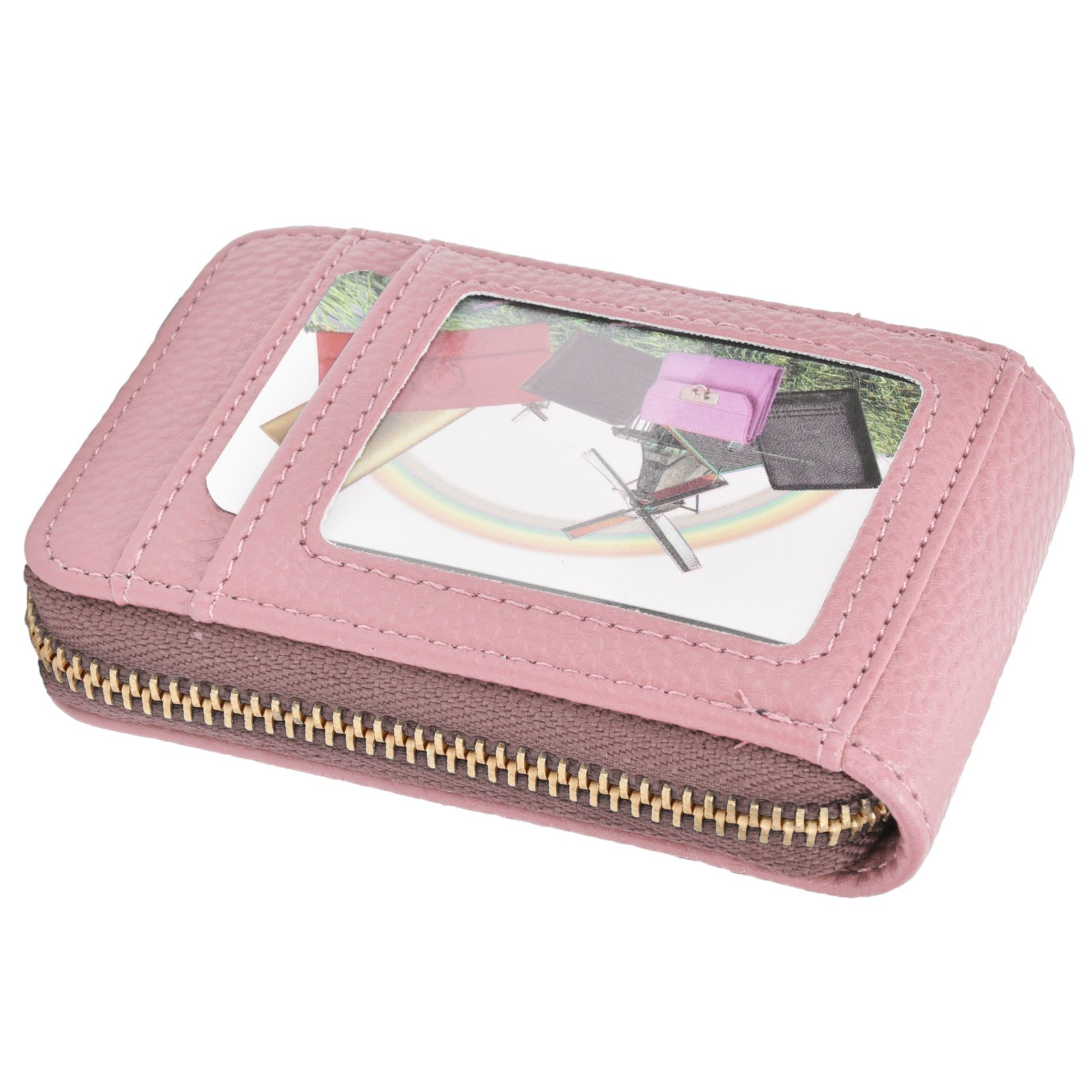 Credit Card Bag with Zipper Fashionable Mini Portable Antimagnetic ID Cards view 2