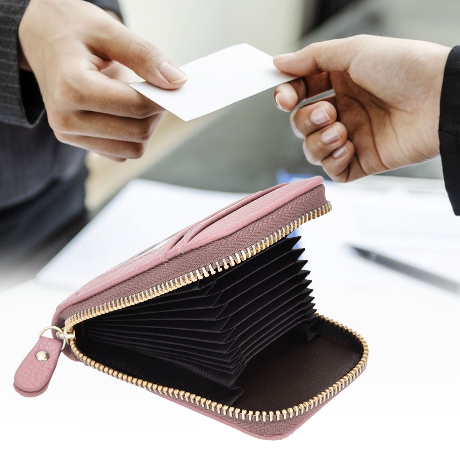 Credit Card Bag with Zipper Fashionable Mini Portable Antimagnetic ID Cards view 11