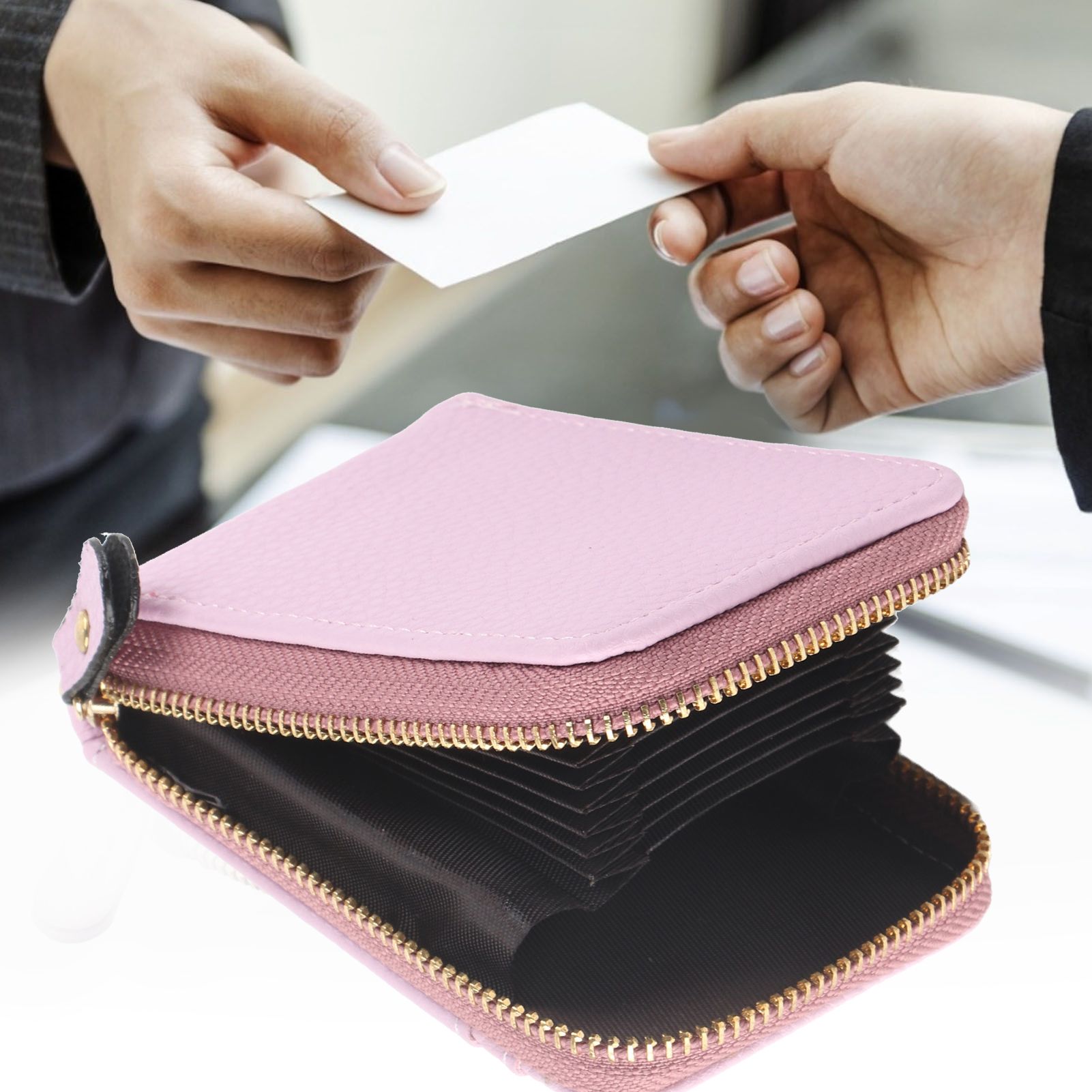 Credit Card Bag with Zipper Fashionable Mini Portable Antimagnetic ID Cards view 11