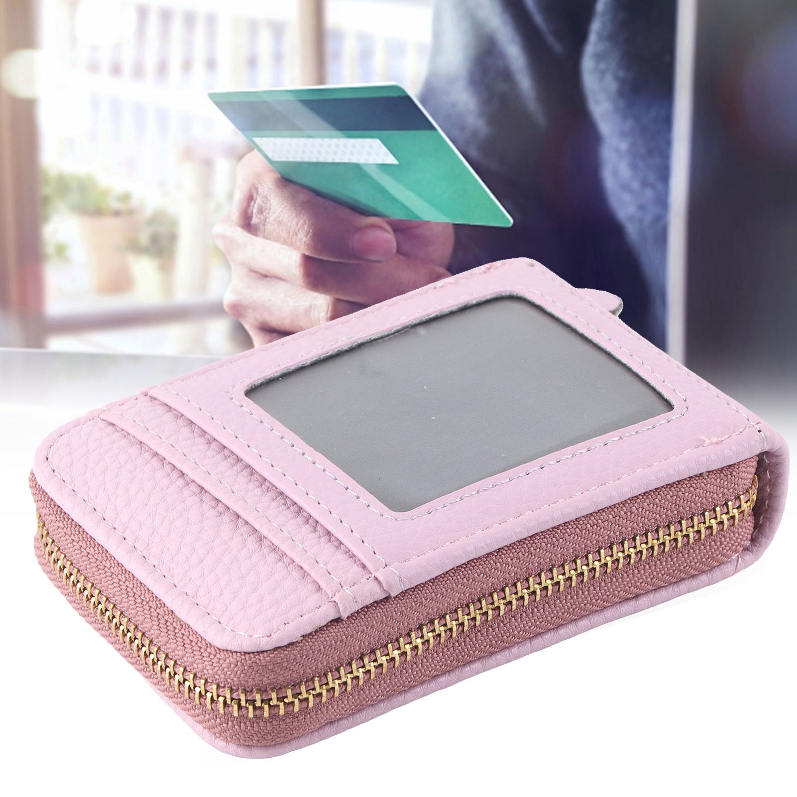 Credit Card Bag with Zipper Fashionable Mini Portable Antimagnetic ID Cards view 12