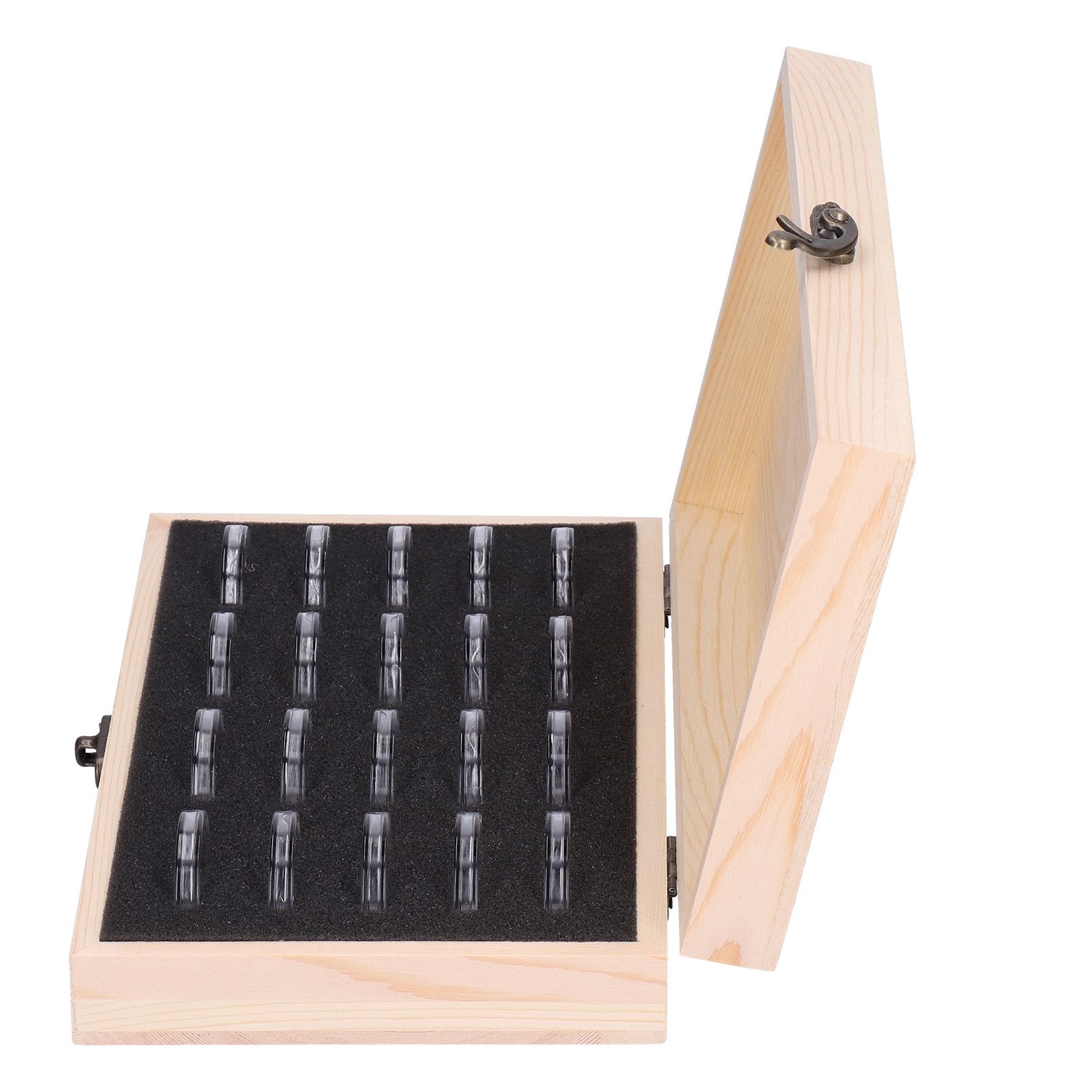 20 Grid Coin Collection Box Wooden Coin Protection Storage Box for Home Office view 4