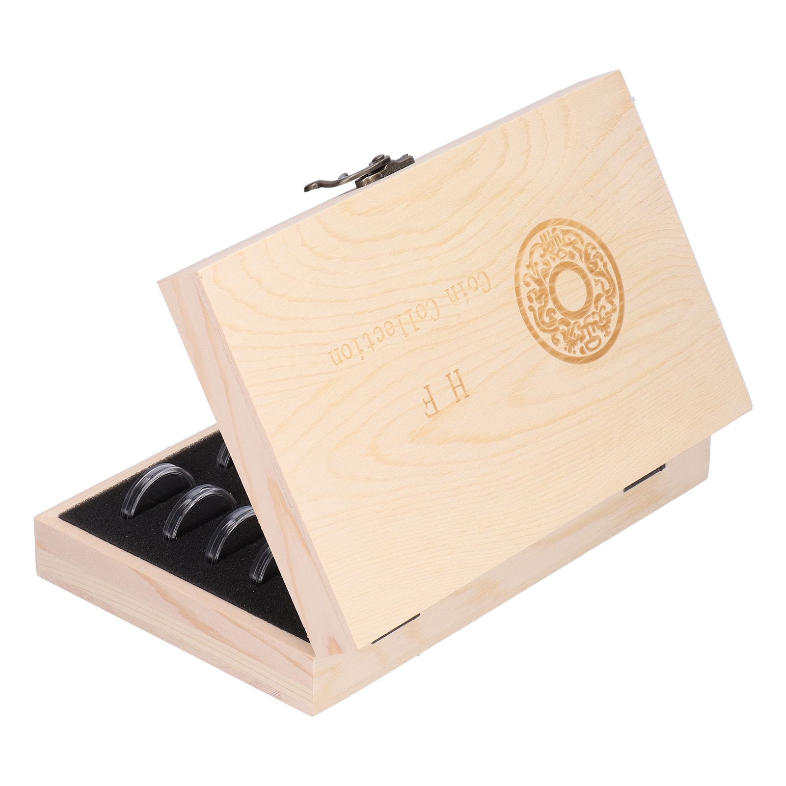 20 Grid Coin Collection Box Wooden Coin Protection Storage Box for Home Office view 6