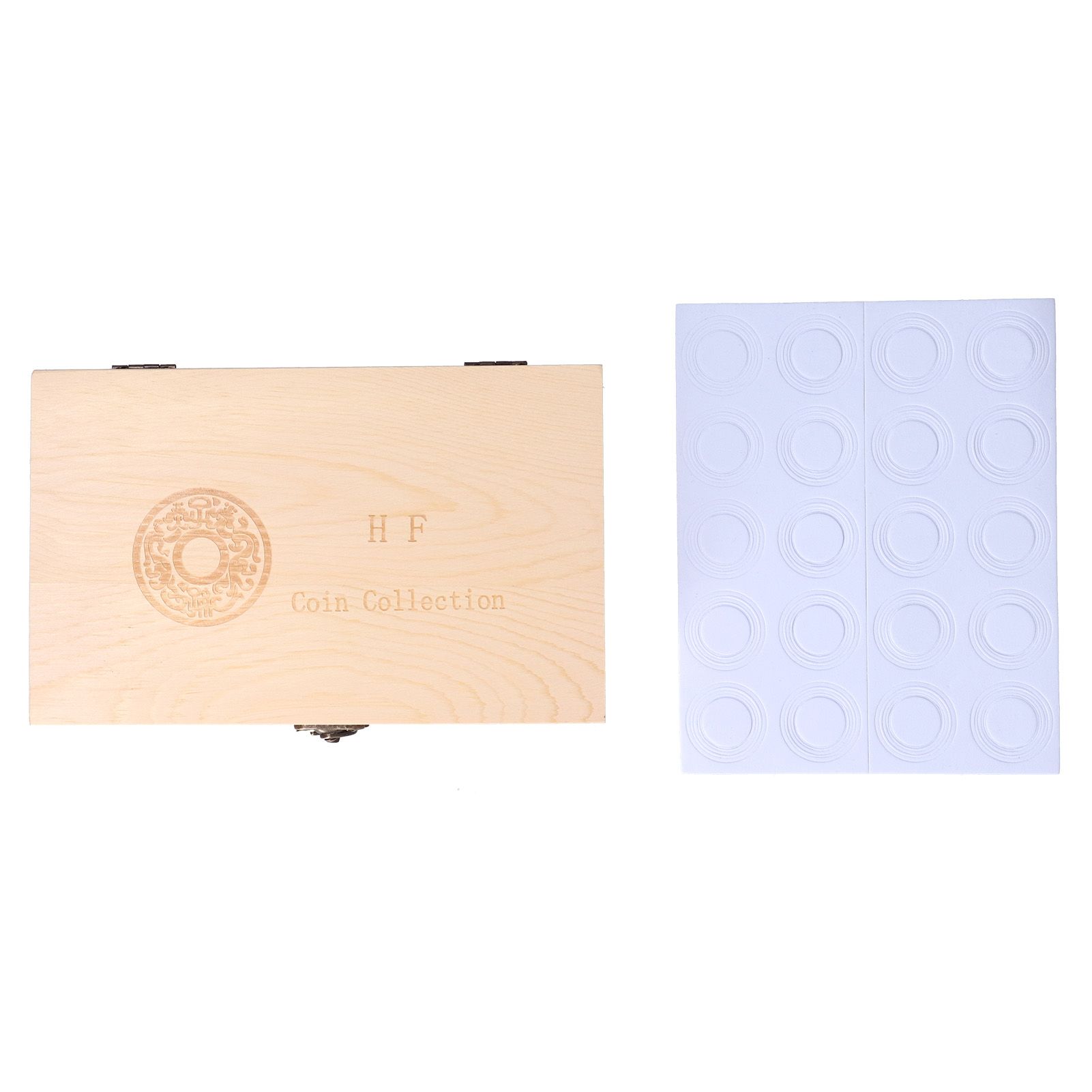 20 Grid Coin Collection Box Wooden Coin Protection Storage Box for Home Office view 10