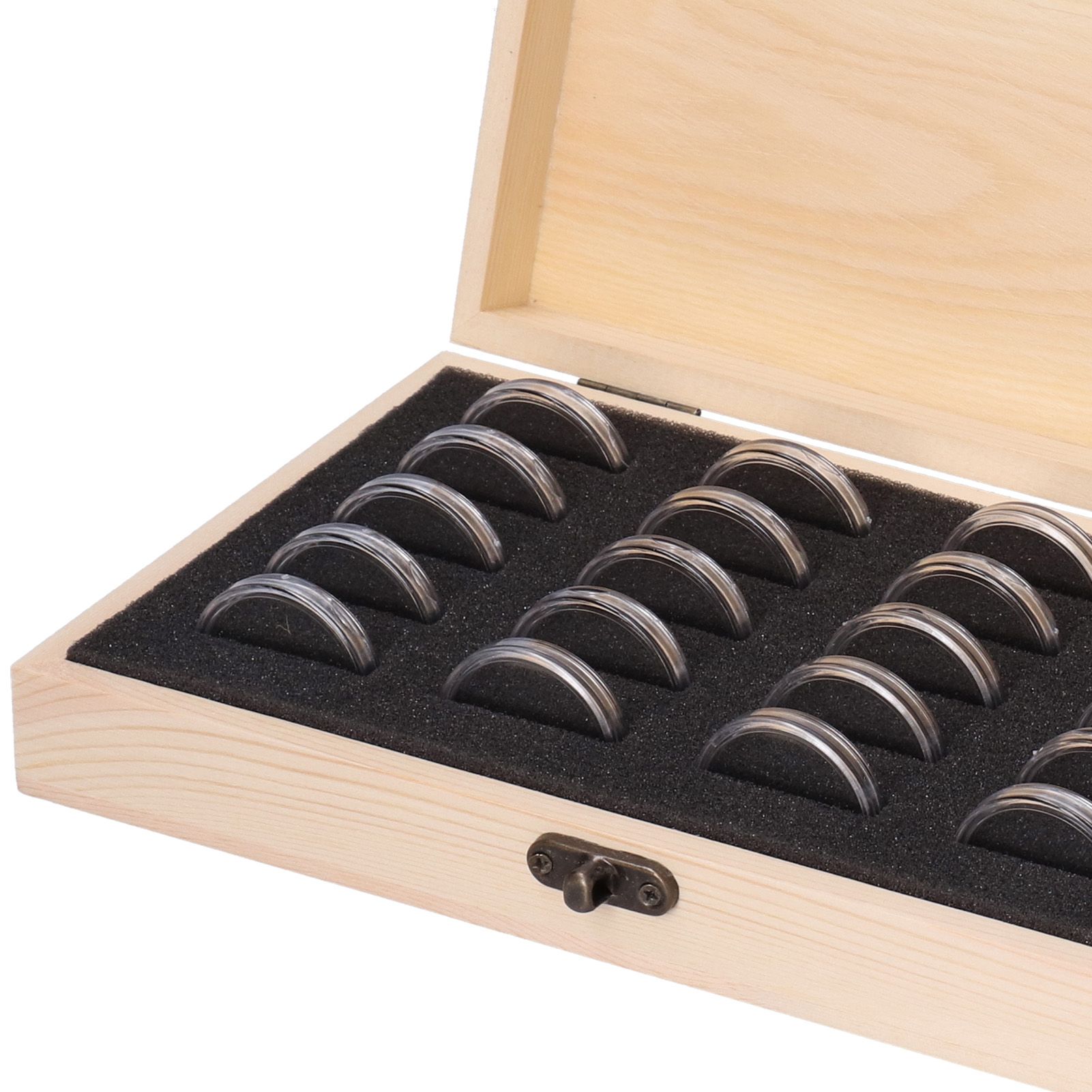 20 Grid Coin Collection Box Wooden Coin Protection Storage Box for Home Office view 13