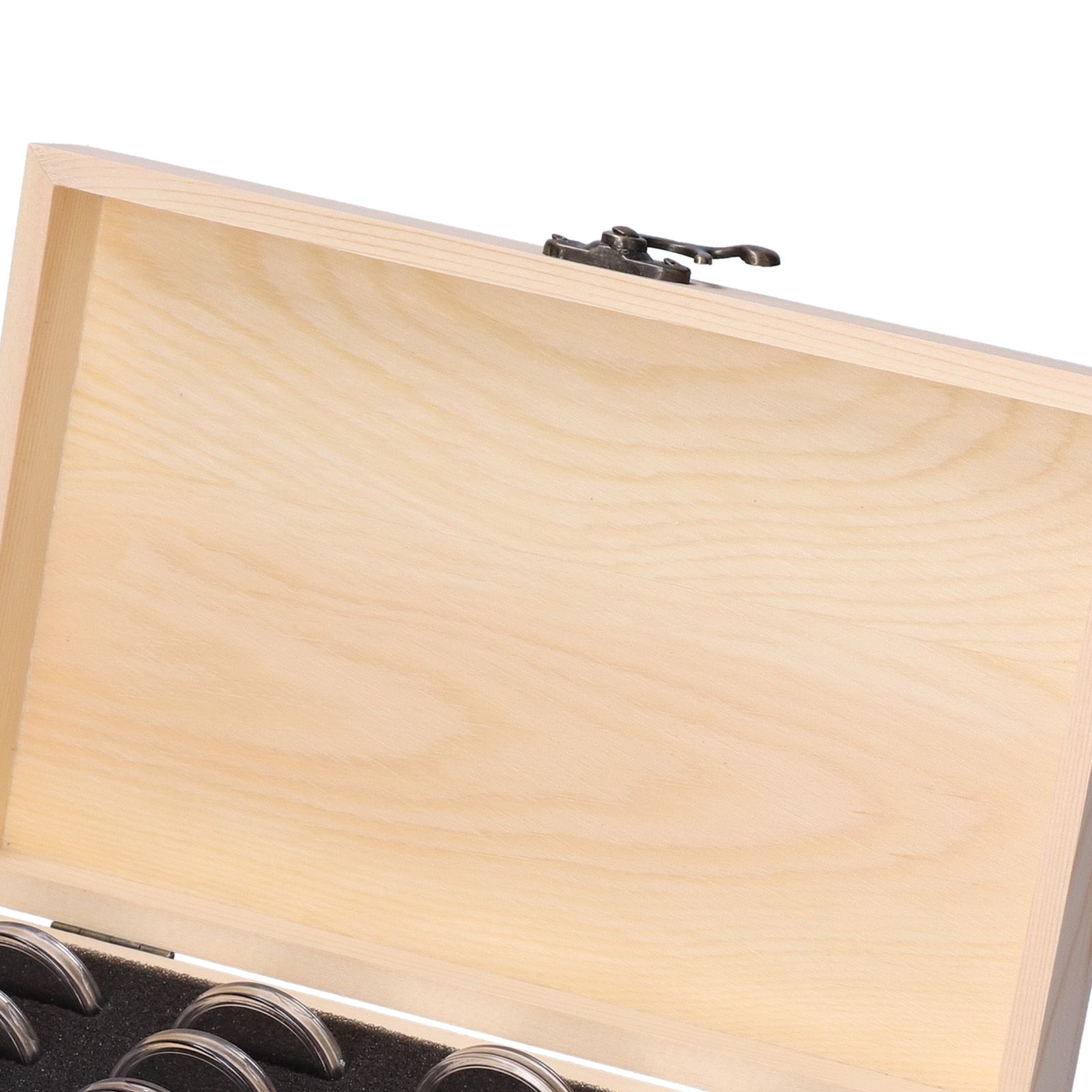 20 Grid Coin Collection Box Wooden Coin Protection Storage Box for Home Office view 14