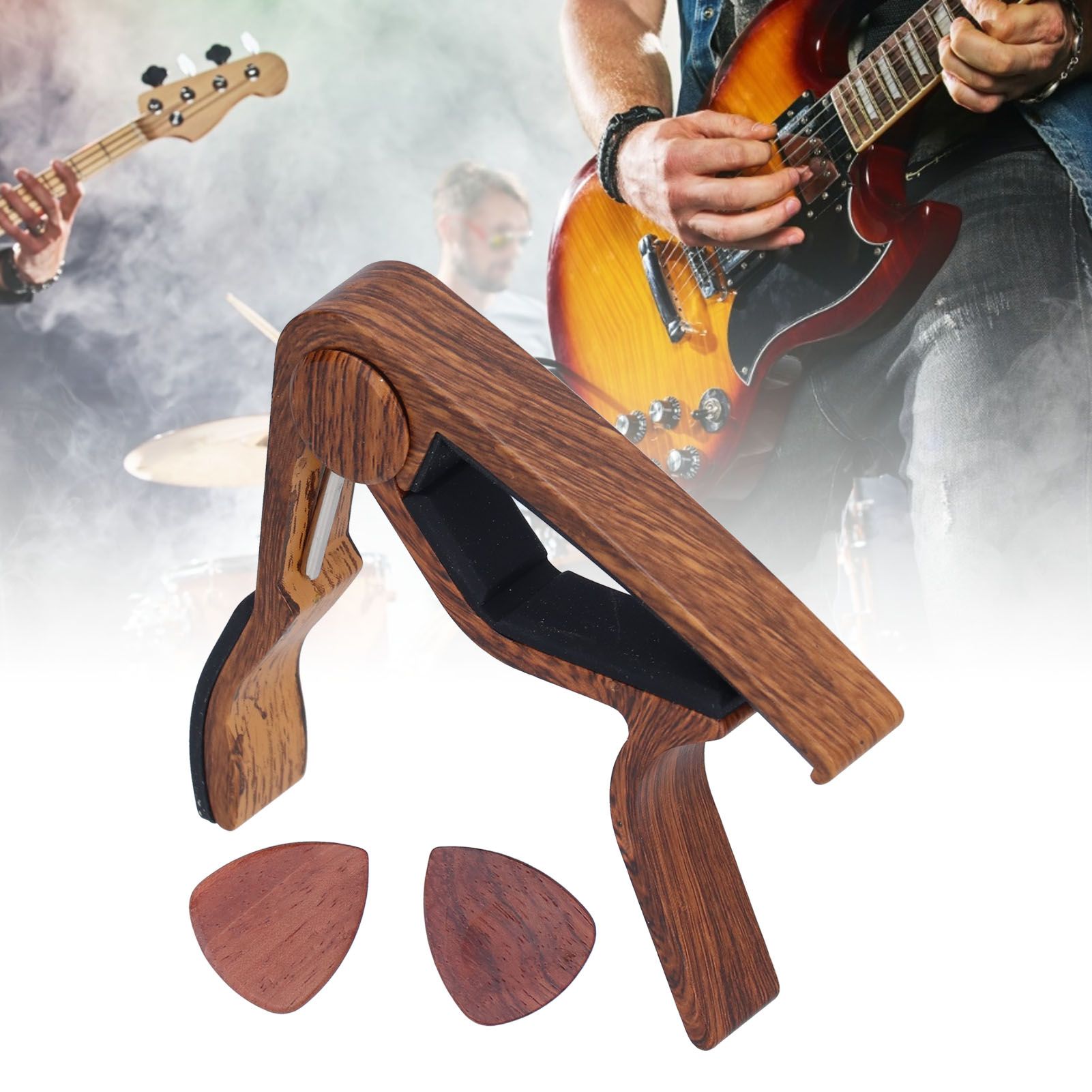 Guitar Capo Small Portable Noiseless Silicone Pad Spring Loaded Capo for view 11