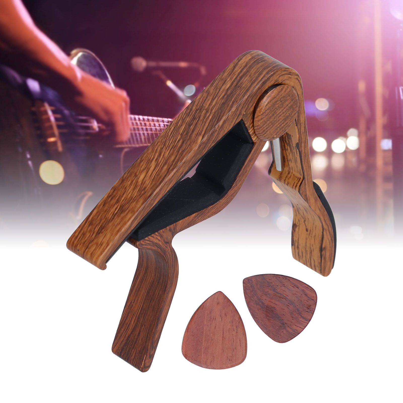 Guitar Capo Small Portable Noiseless Silicone Pad Spring Loaded Capo for view 12
