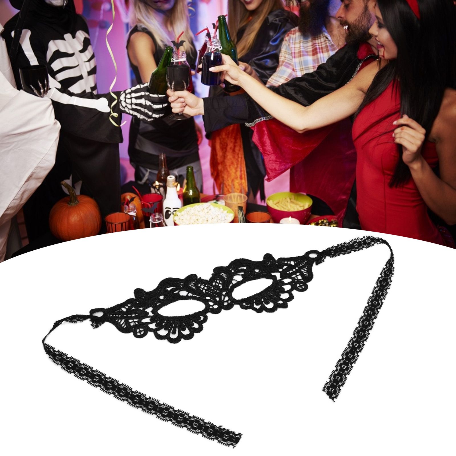 Hollow Lace Half Face Mask Costume Eyes Mask Halloween Dancing Party view 12