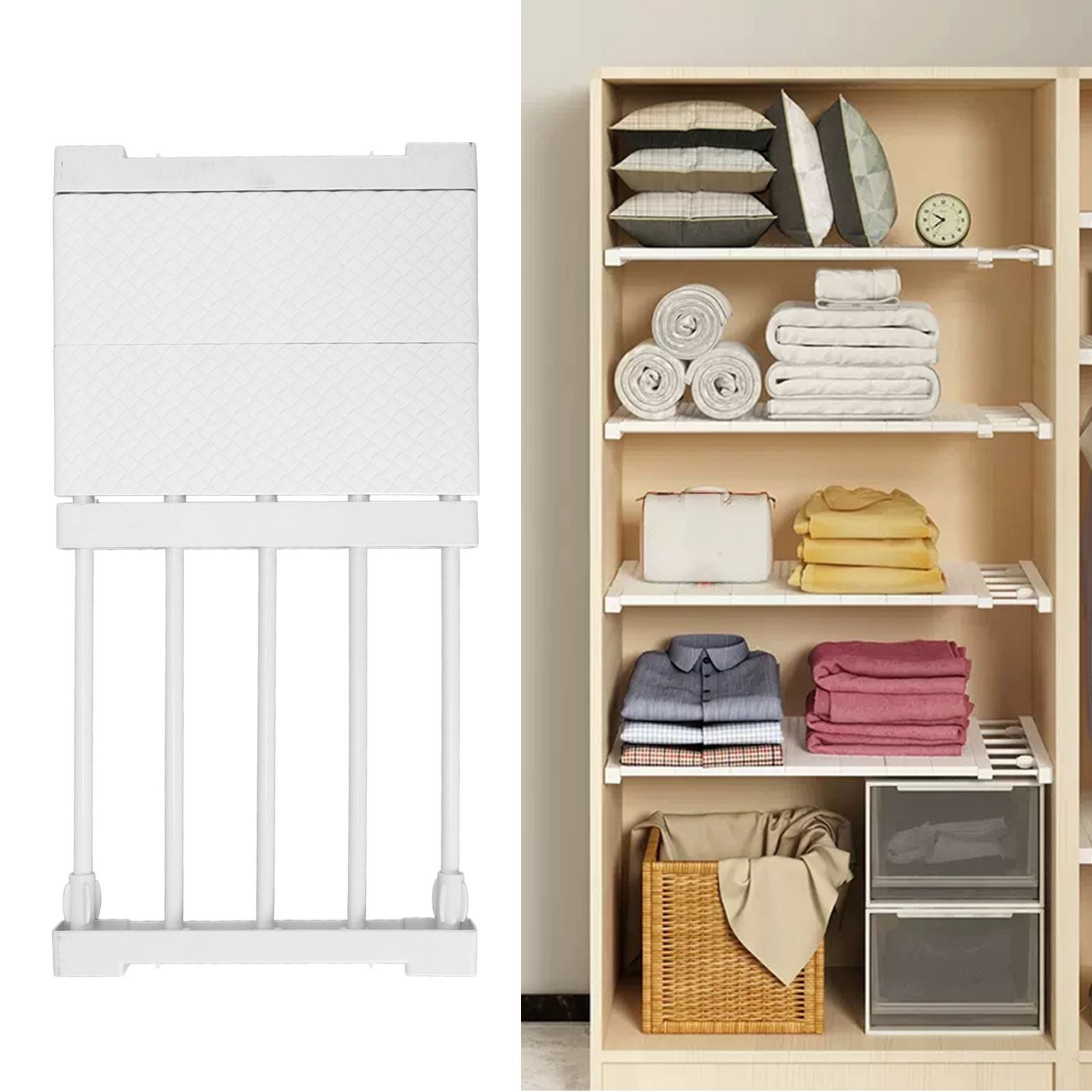Tension Shelf Adjustable Closet Divider 24cm Width Storage Rack for Cabinet view 12