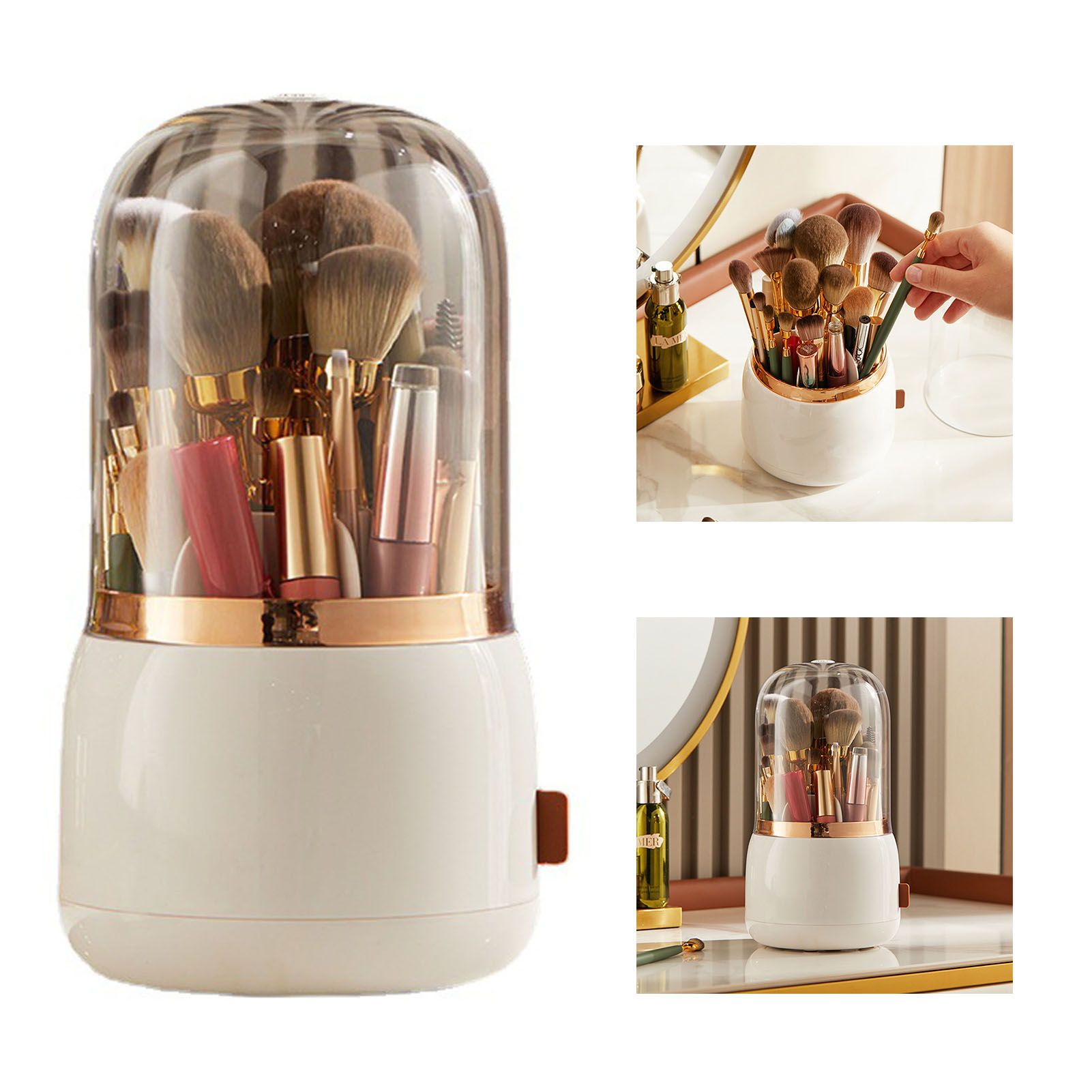 Makeup Brush Holder Multifunctional Brush Organizer Home Rotating Dustproof view 5