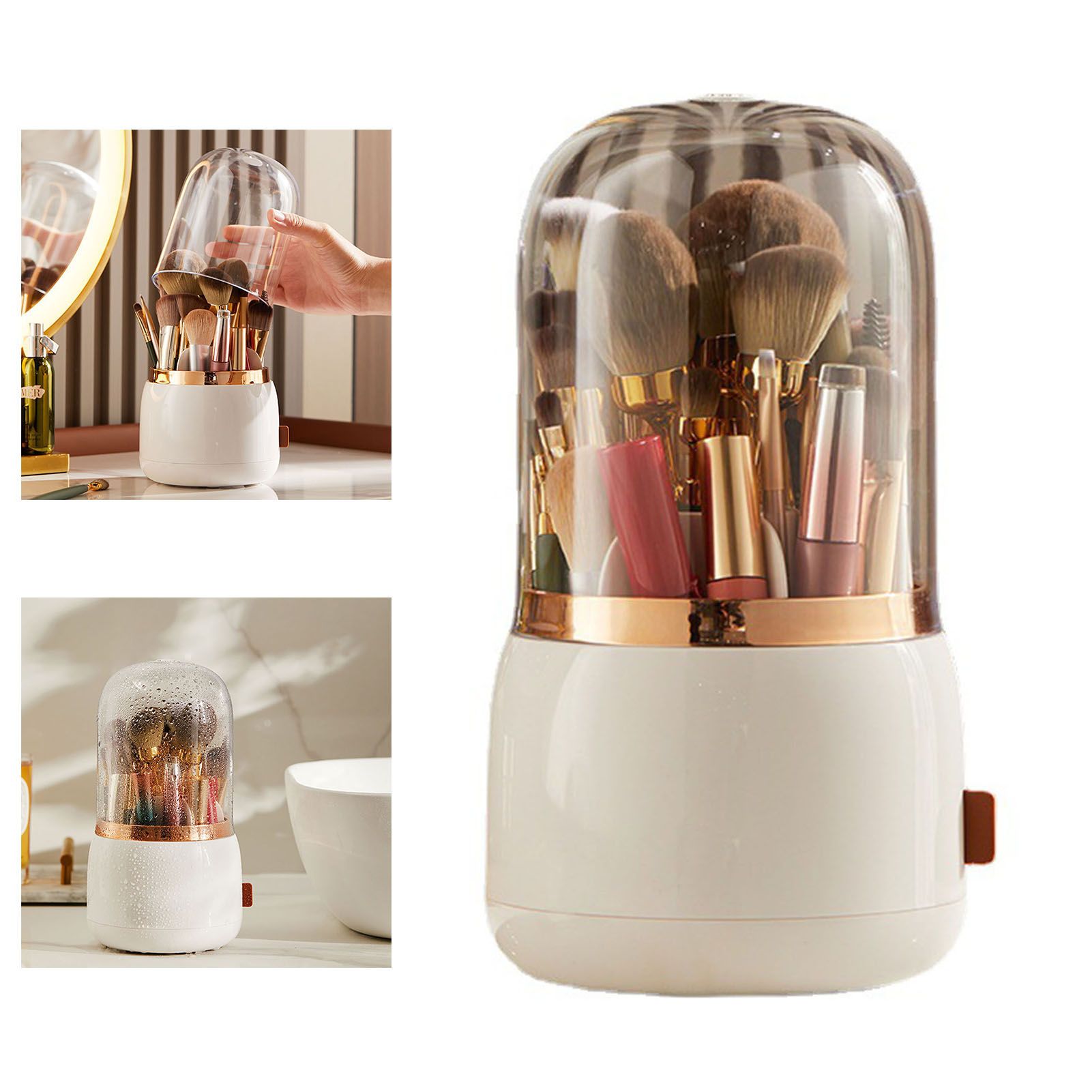 Makeup Brush Holder Multifunctional Brush Organizer Home Rotating Dustproof view 6