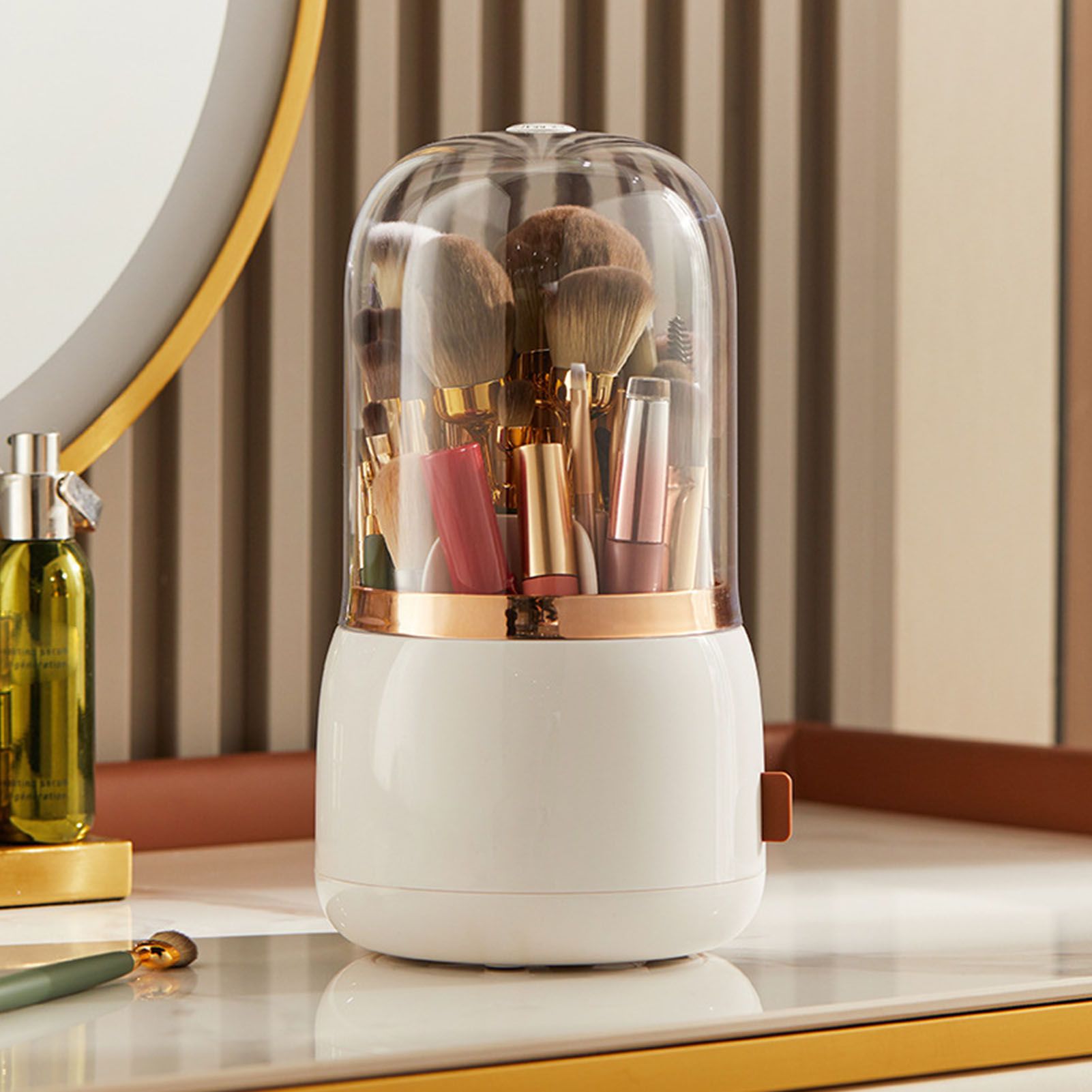 Makeup Brush Holder Multifunctional Brush Organizer Home Rotating Dustproof view 12