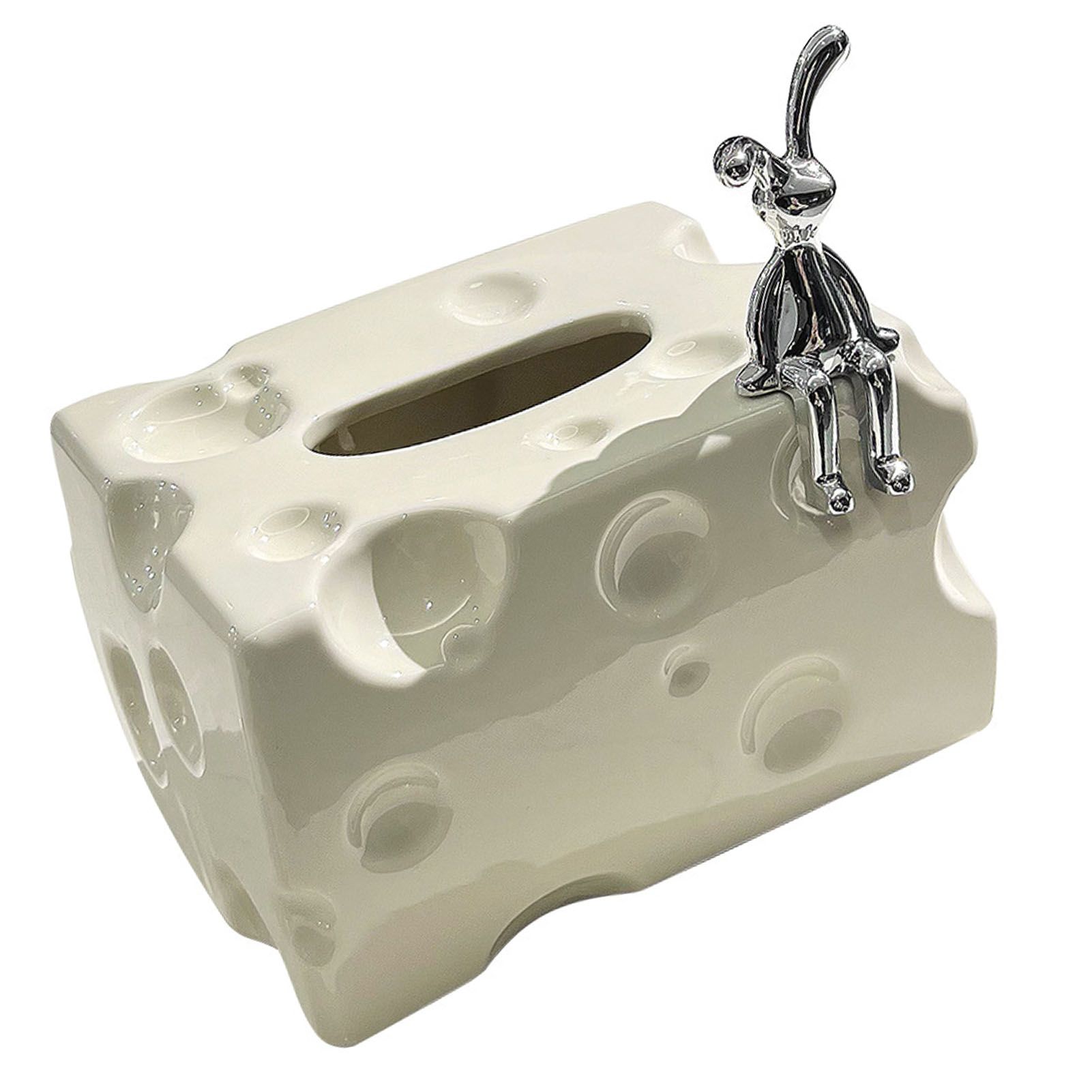Tissue Box Cover Ceramic Rectangular Stylish Elegant Decorative Napkin Box view 3