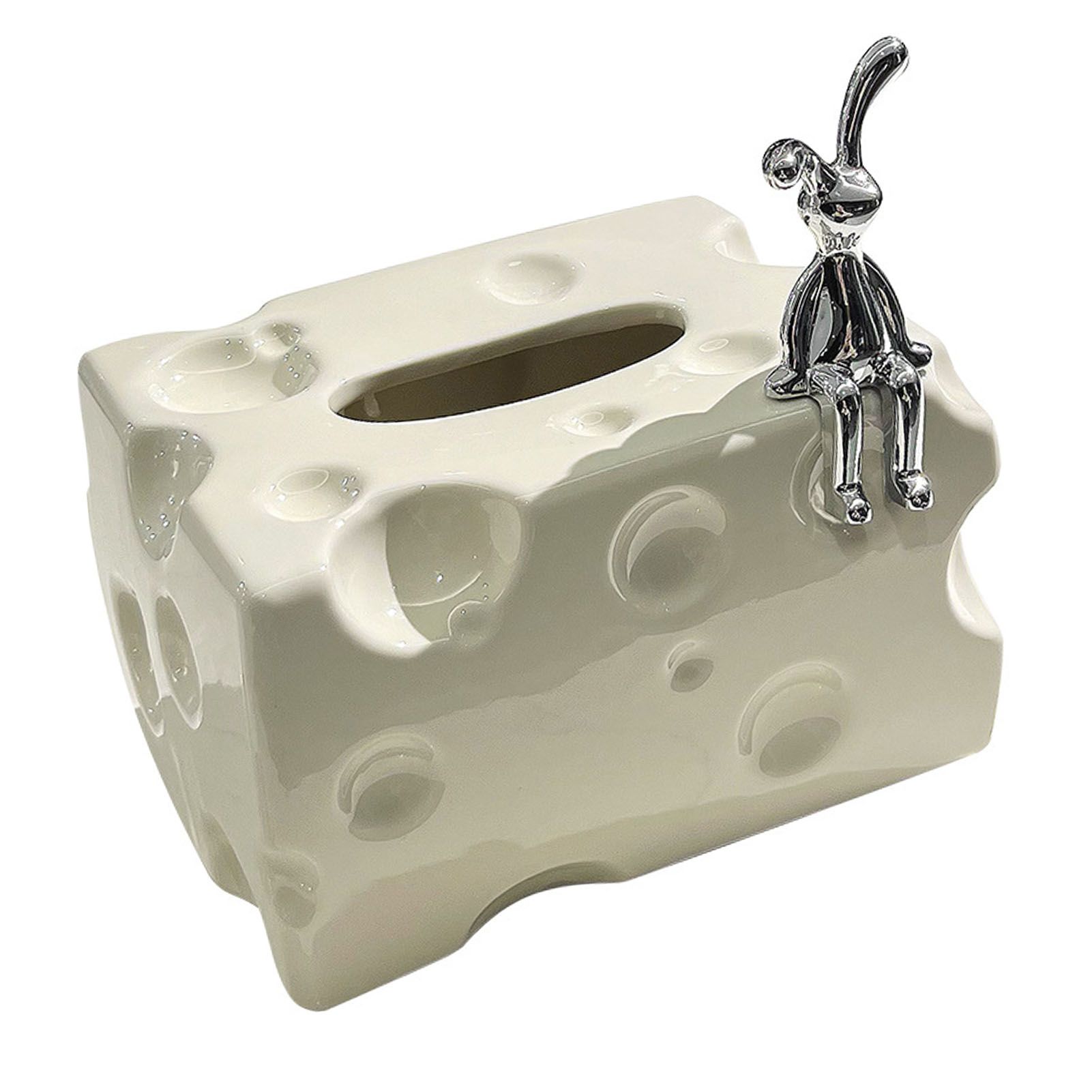 Tissue Box Cover Ceramic Rectangular Stylish Elegant Decorative Napkin Box view 4