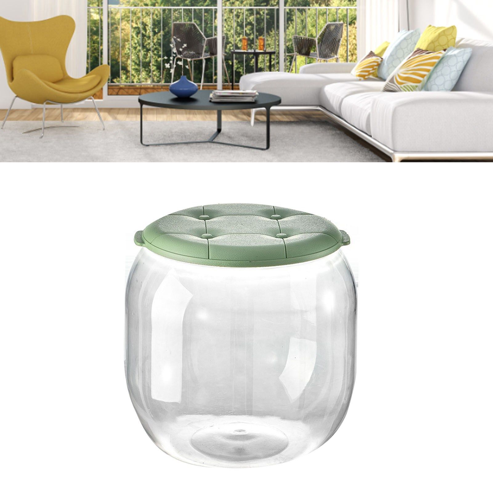 Toy Storage Stool Multipurpose Innovative Round Shape Transparent Storage view 6