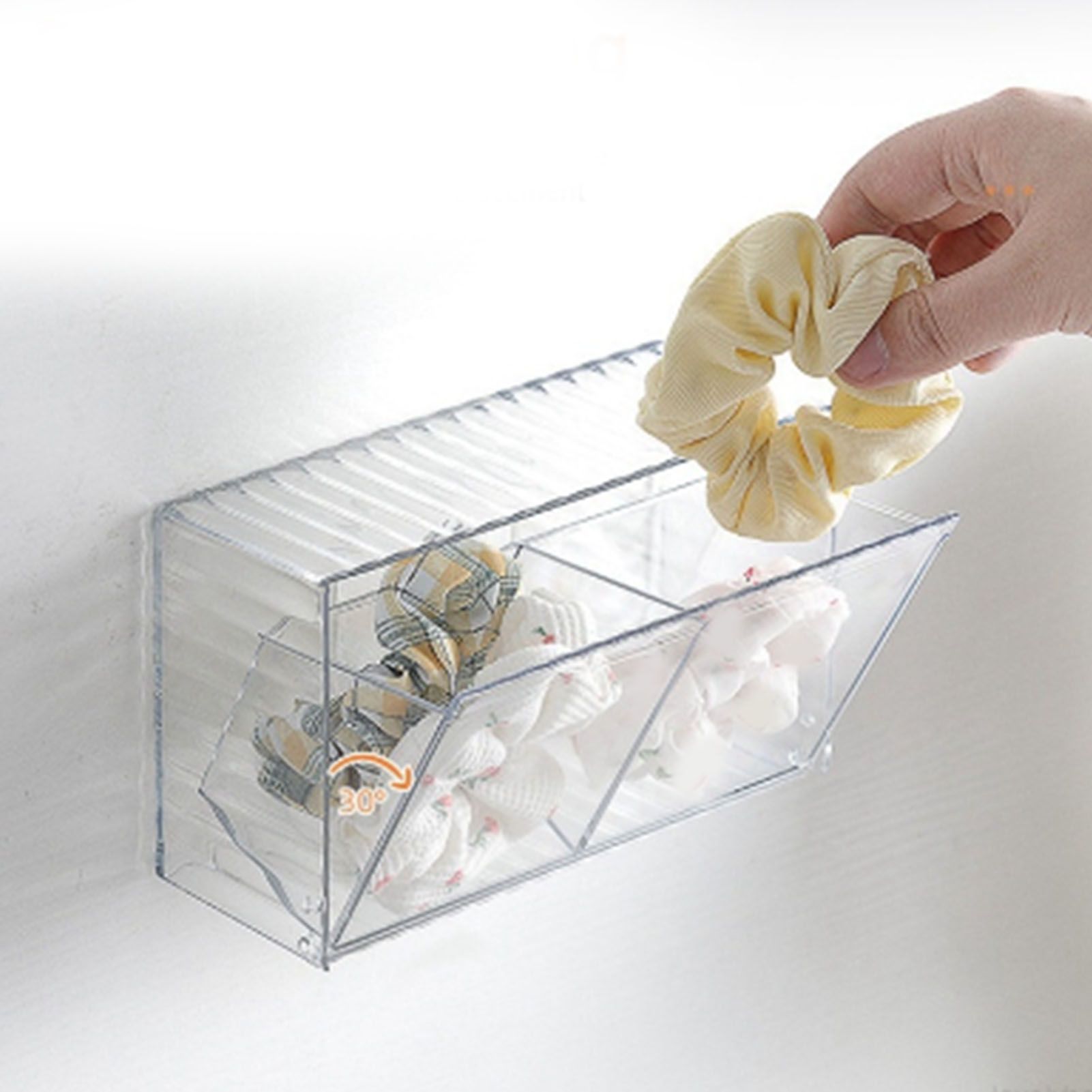 Cosmetics Wall Mounted Storage Box Non Punching Plastic 2 Compartment Holder view 8