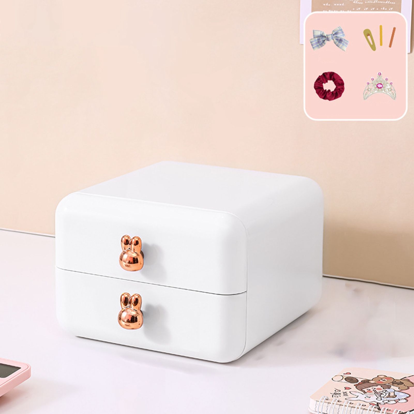 Desktop Drawer Jewelry Hair Accessories Sundries Storage Box Tabletop view 15