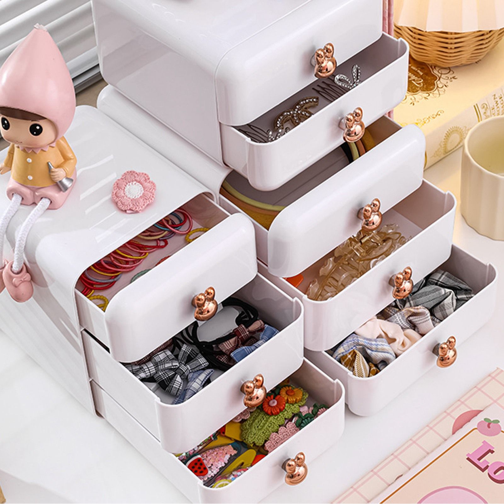 Desktop Drawer Jewelry Hair Accessories Sundries Storage Box Tabletop view 14