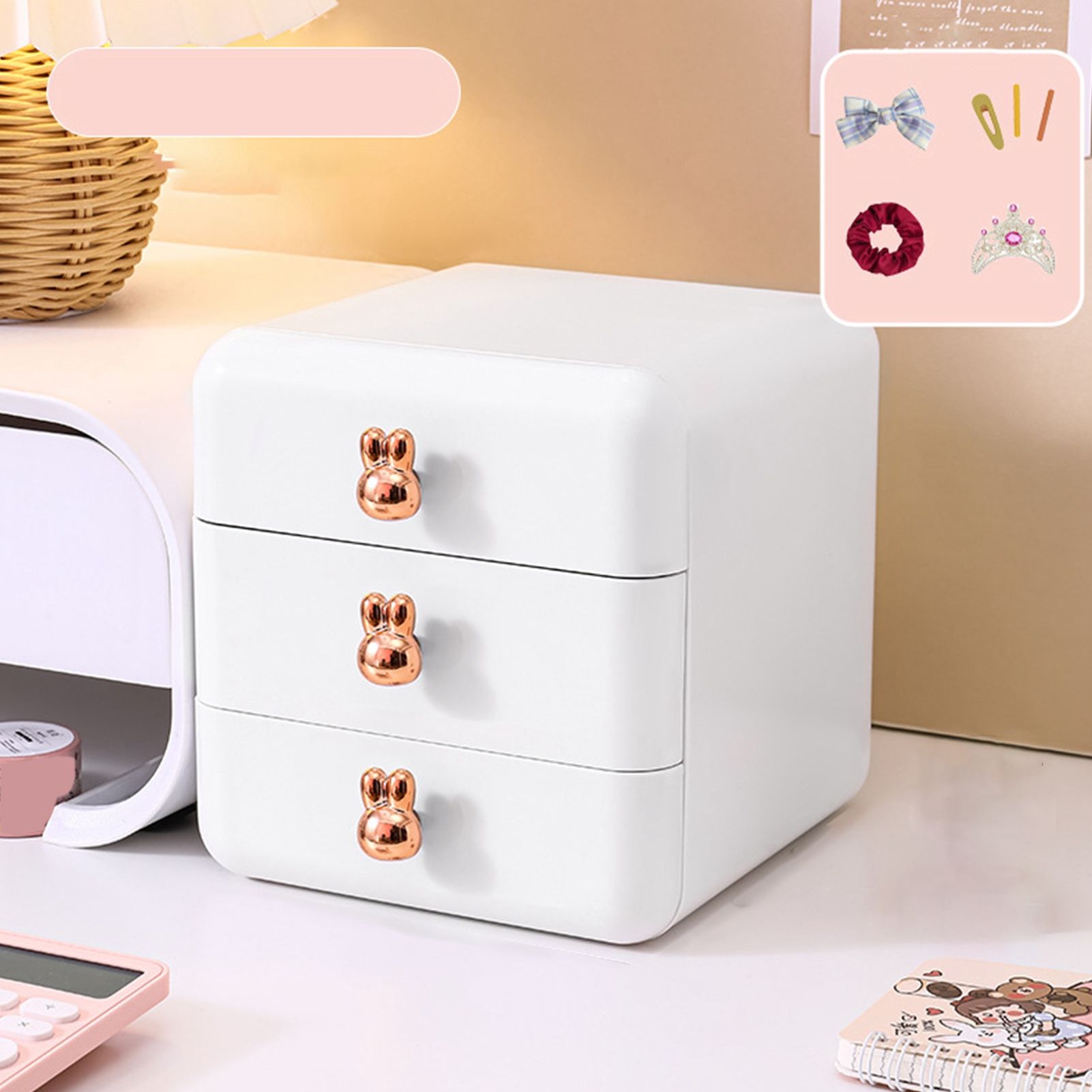 Desktop Drawer Jewelry Hair Accessories Sundries Storage Box Tabletop view 15