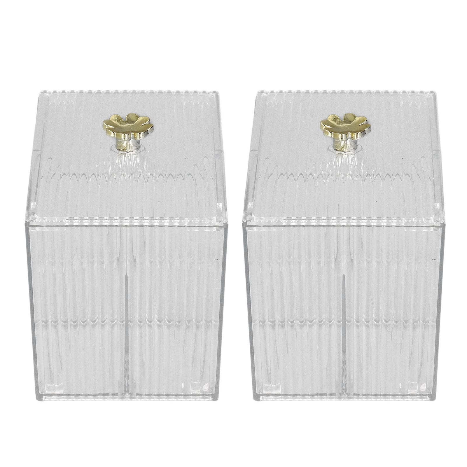 2Pcs Cotton Swab Holder Clear Durable Plastic Safe Widely Used Cotton Ball