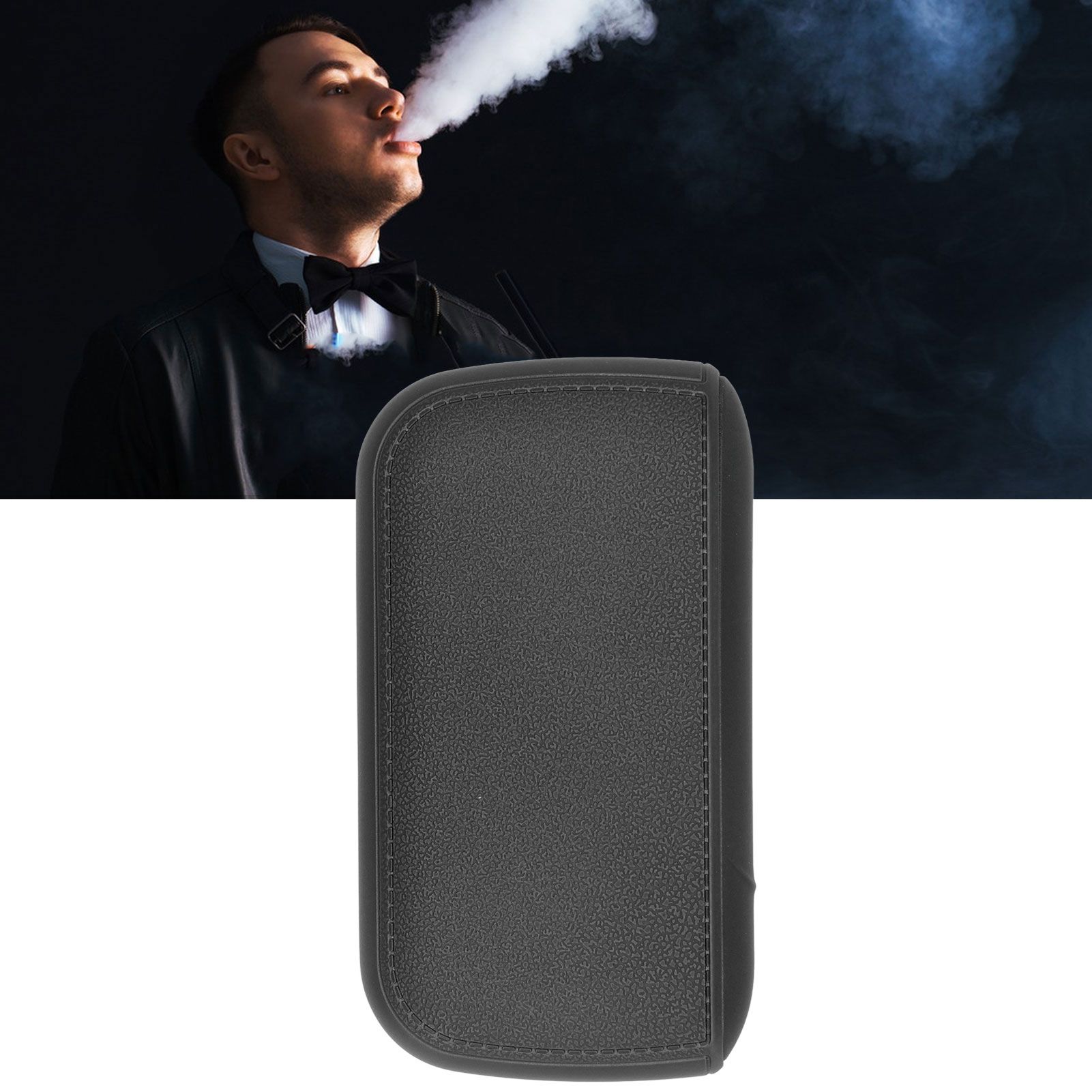 Cigarette Case 10 Capacity Carrying Box Leather Texture One Hand Operation ABS view 12
